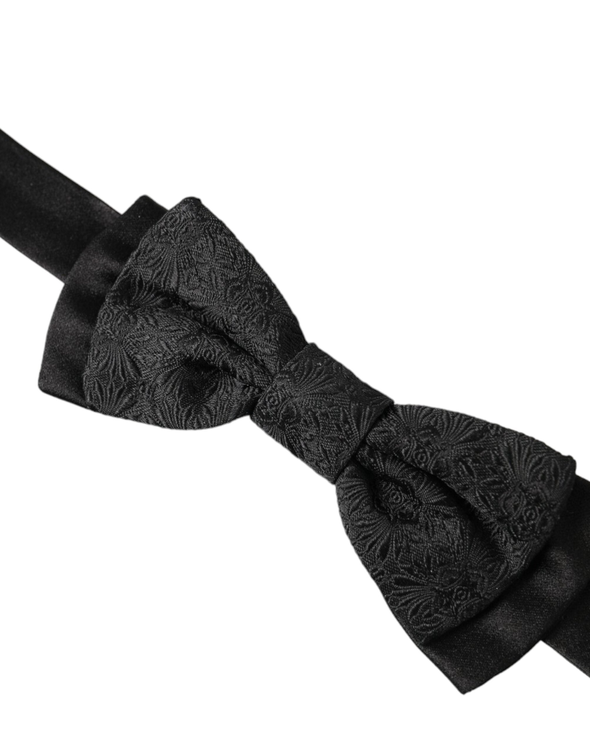 Dolce & Gabbana Black Brocade Silk Adjustable Neck Men Bow Tie - Luksusmuotia Dolce & Gabbana - Tutustu YVES JAVANNI® 