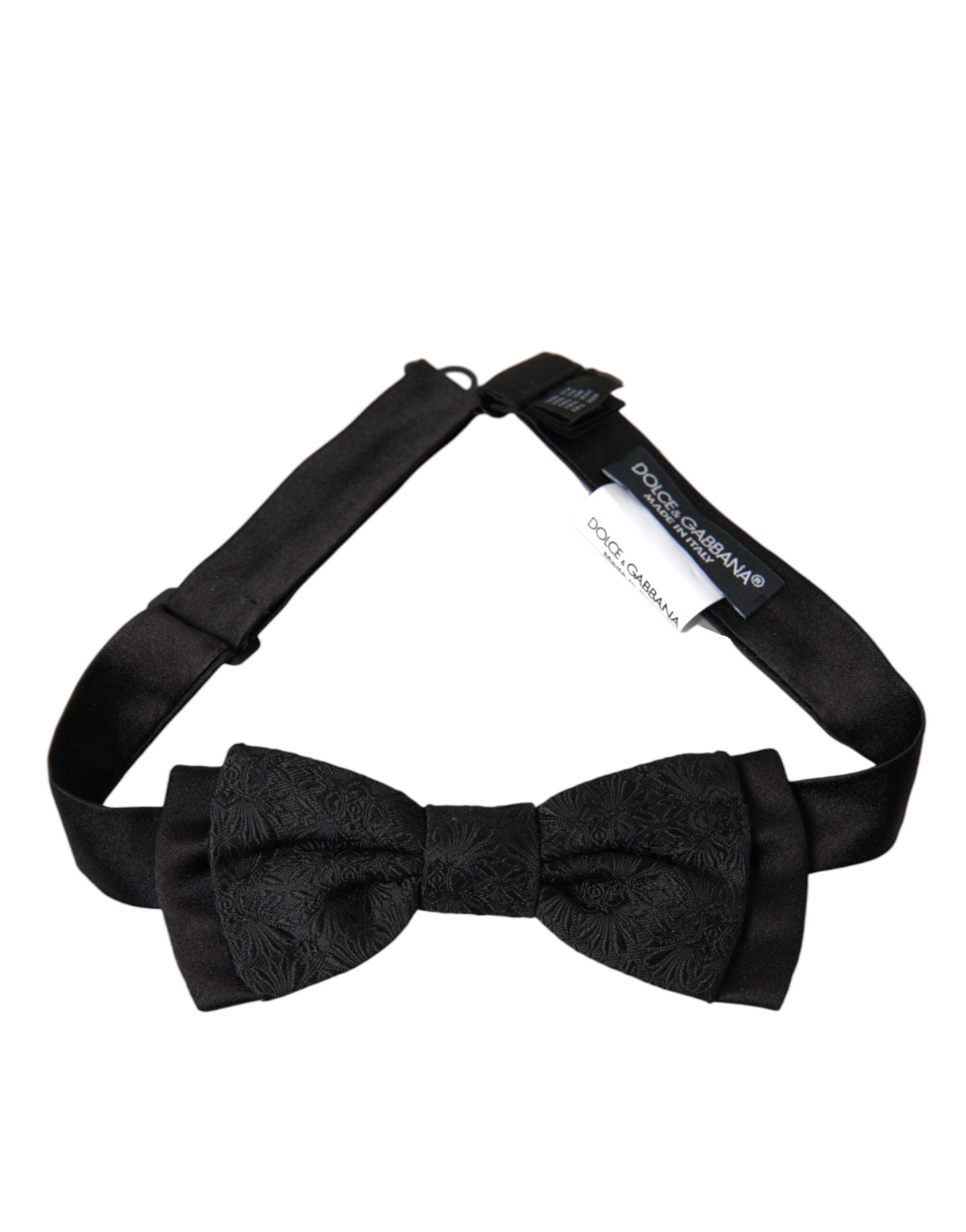 Dolce & Gabbana Black Brocade Silk Adjustable Neck Men Bow Tie - Luksusmuotia Dolce & Gabbana - Tutustu YVES JAVANNI® 