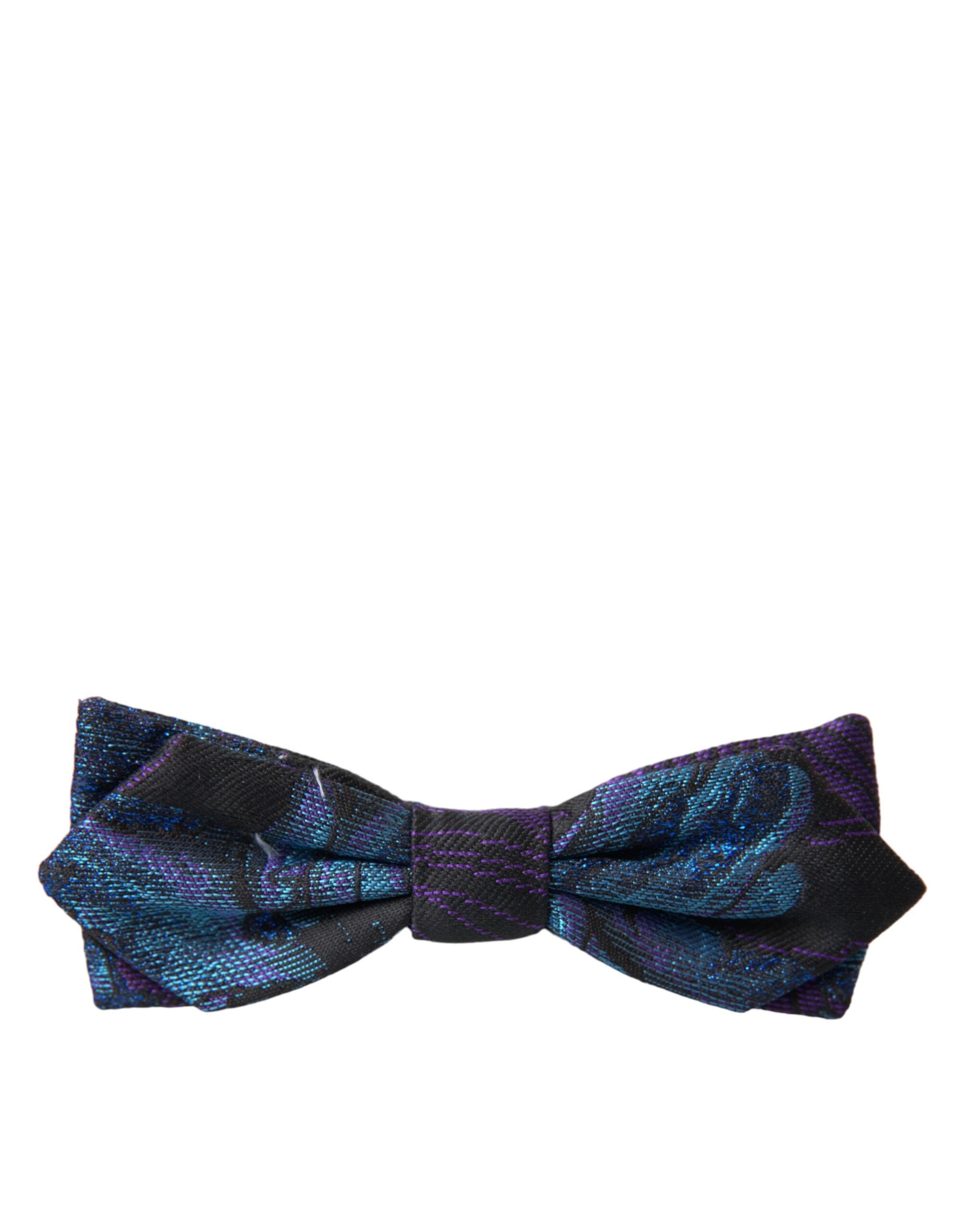 Dolce & Gabbana Black Blue Brocade Adjustable Neck Men Bow Tie - Luksusmuotia Dolce & Gabbana - Tutustu YVES JAVANNI® 