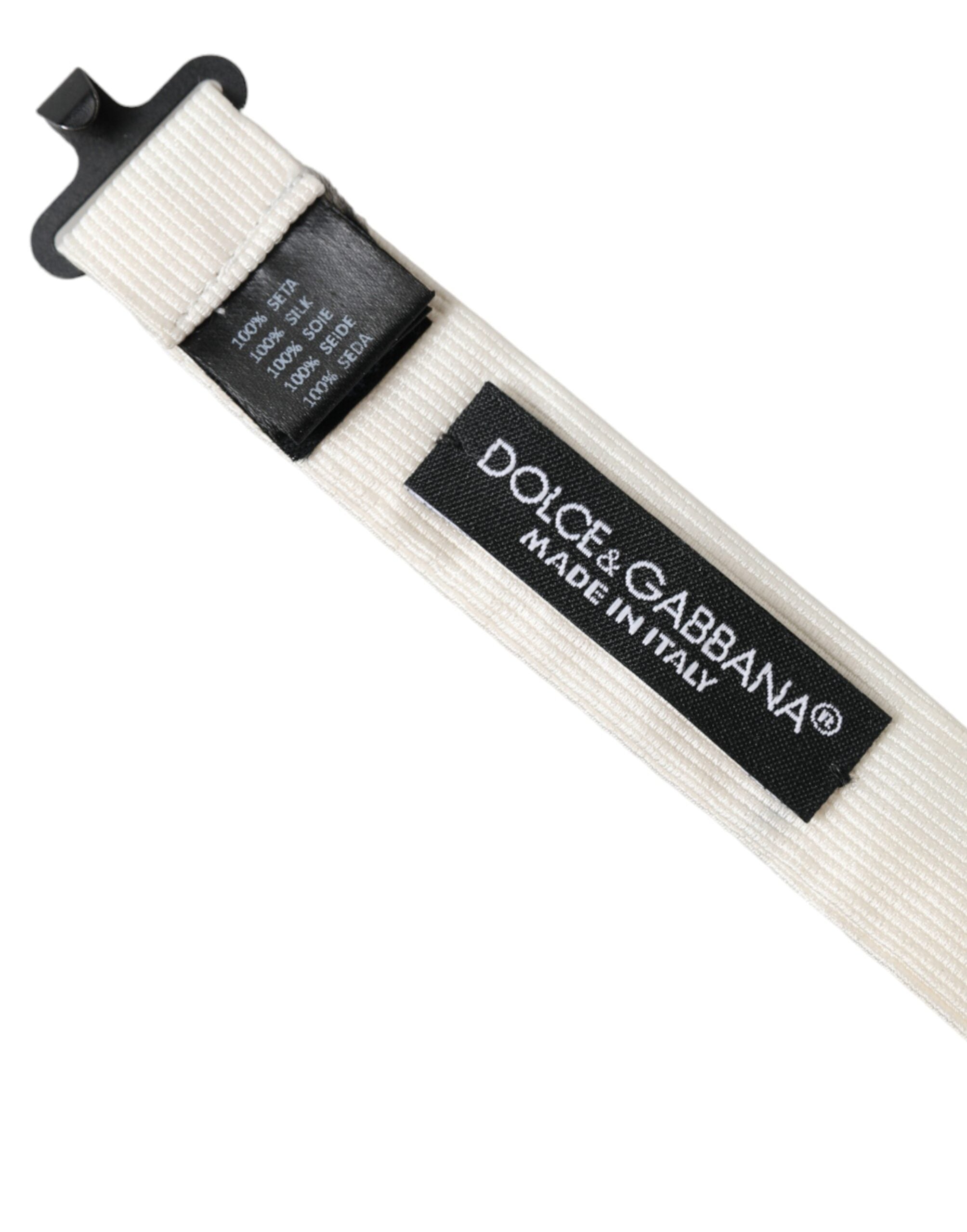 Dolce & Gabbana Off White Silk Adjustable Neck Men Bow Tie - Luksusmuotia Dolce & Gabbana - Tutustu YVES JAVANNI® 