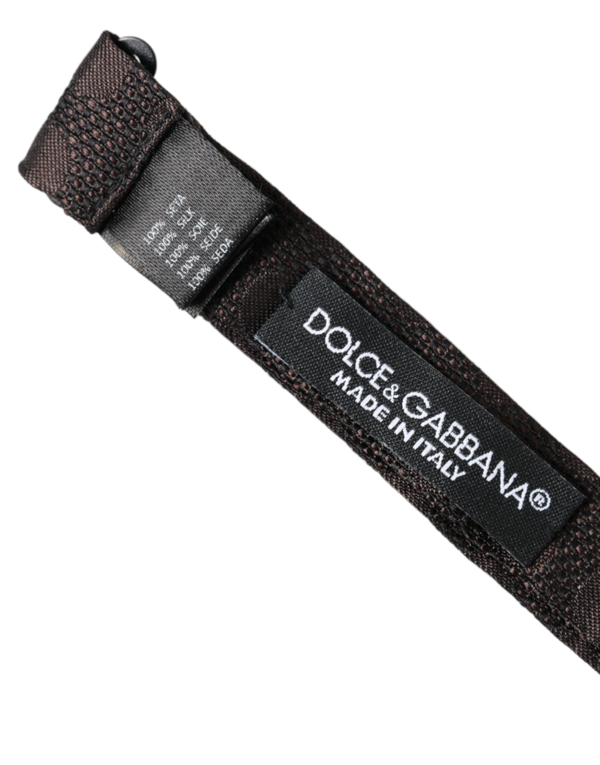 Dolce & Gabbana Brown Ribbon Silk Adjustable Neck Men Bow Tie - Luksusmuotia Dolce & Gabbana - Tutustu YVES JAVANNI® 