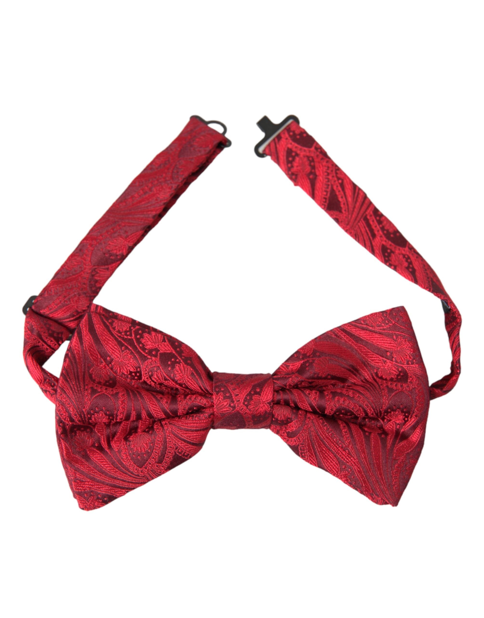 Dolce & Gabbana Red Brocade Silk Adjustable Neck Men Bow Tie - Luksusmuotia Dolce & Gabbana - Tutustu YVES JAVANNI® 