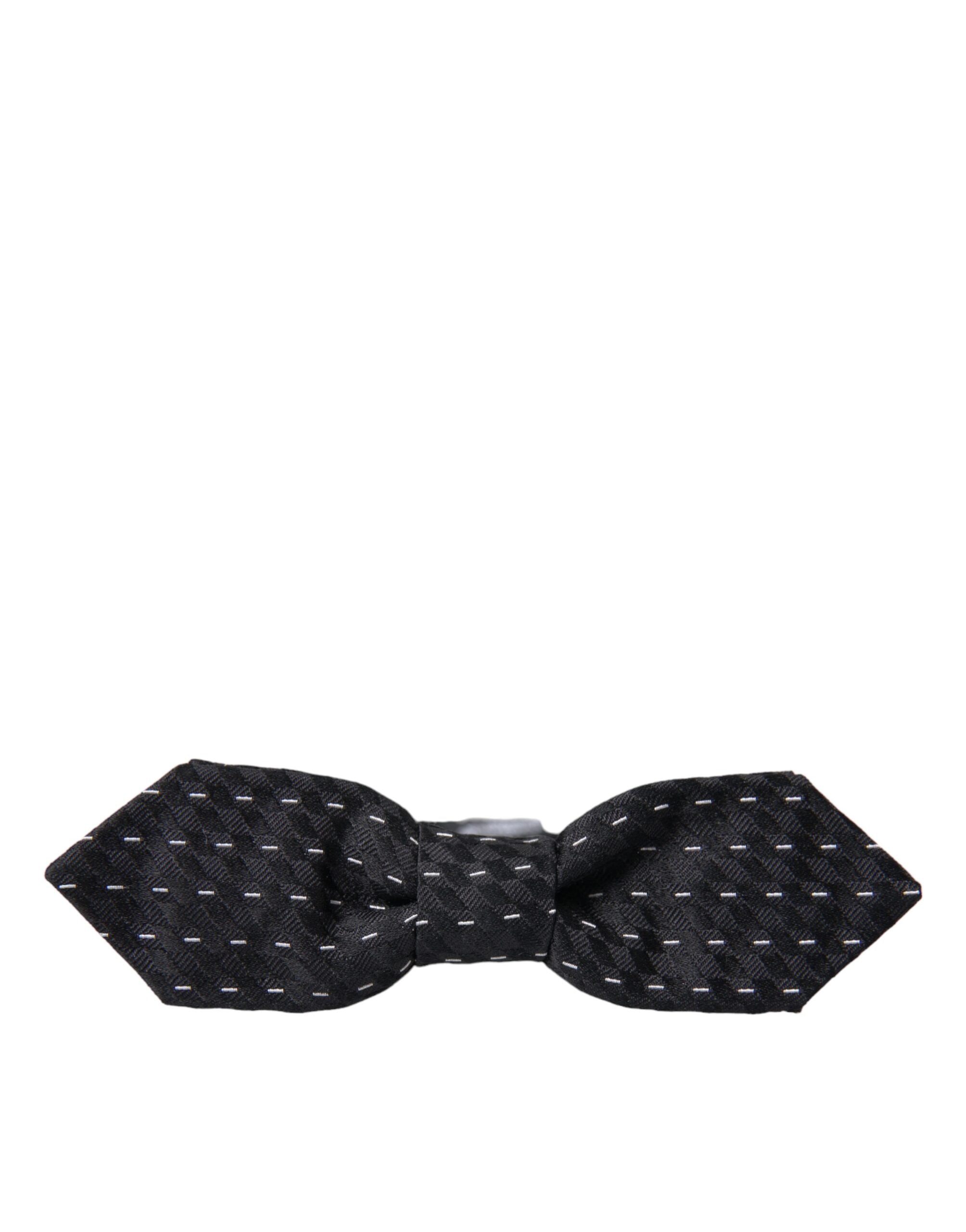 Dolce & Gabbana Black White Stitched Silk Men Neck Bow Tie - Luksusmuotia Dolce & Gabbana - Tutustu YVES JAVANNI® 