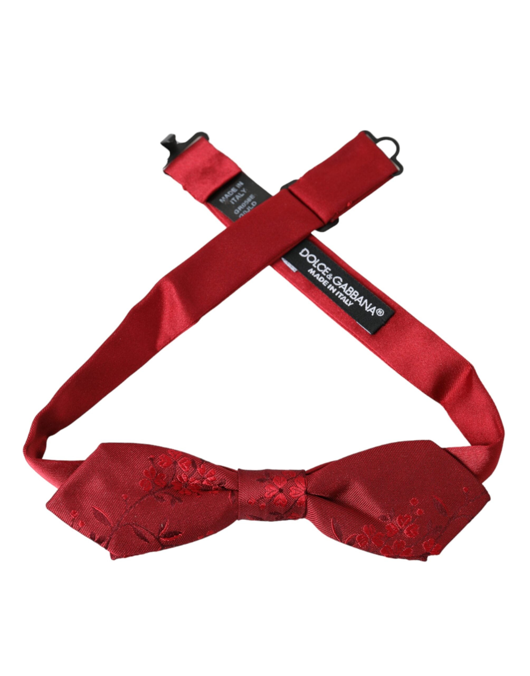 Dolce & Gabbana Red Brocade Silk Adjustable Neck Men Bow Tie - Luksusmuotia Dolce & Gabbana - Tutustu YVES JAVANNI® 