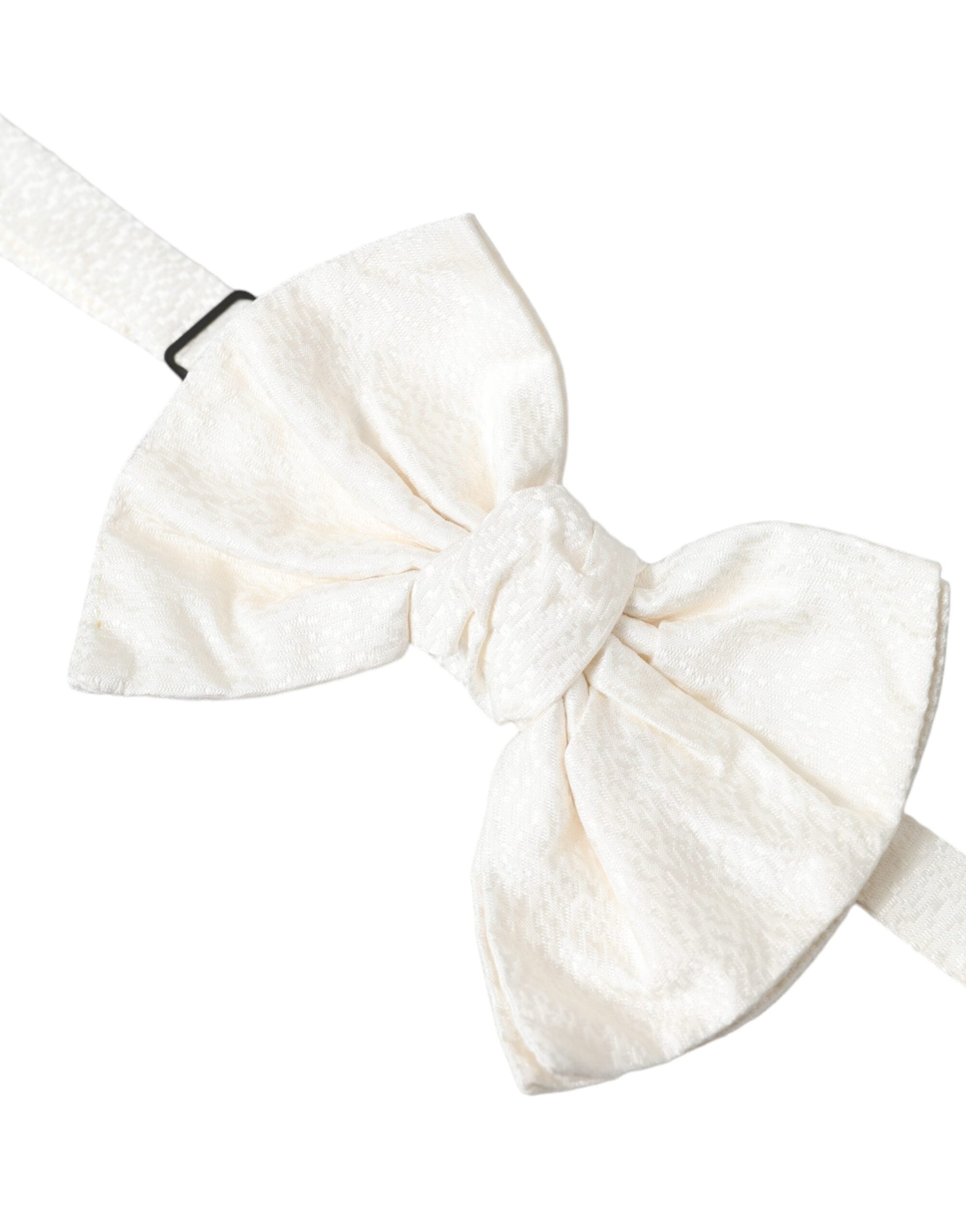 Dolce & Gabbana White Textured Cotton Adjustable Neck Bow Tie - Luksusmuotia Dolce & Gabbana - Tutustu YVES JAVANNI® 