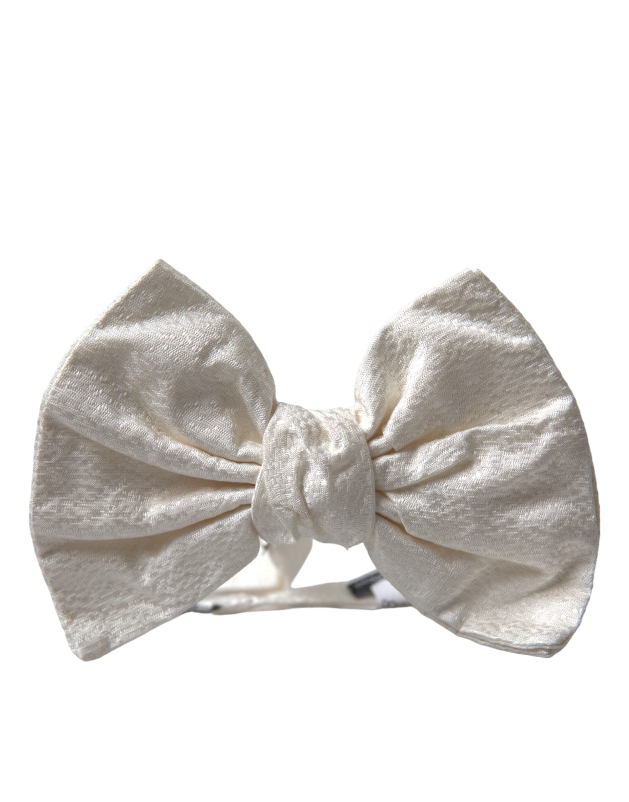 Dolce & Gabbana White Textured Cotton Adjustable Neck Bow Tie - Luksusmuotia Dolce & Gabbana - Tutustu YVES JAVANNI® 