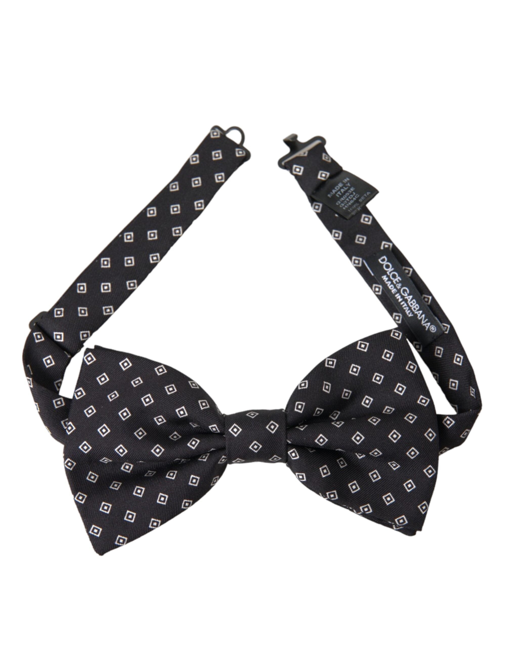 Dolce & Gabbana Black Patterned Silk Adjustable Neck Men Bow Tie - Luksusmuotia Dolce & Gabbana - Tutustu YVES JAVANNI® 