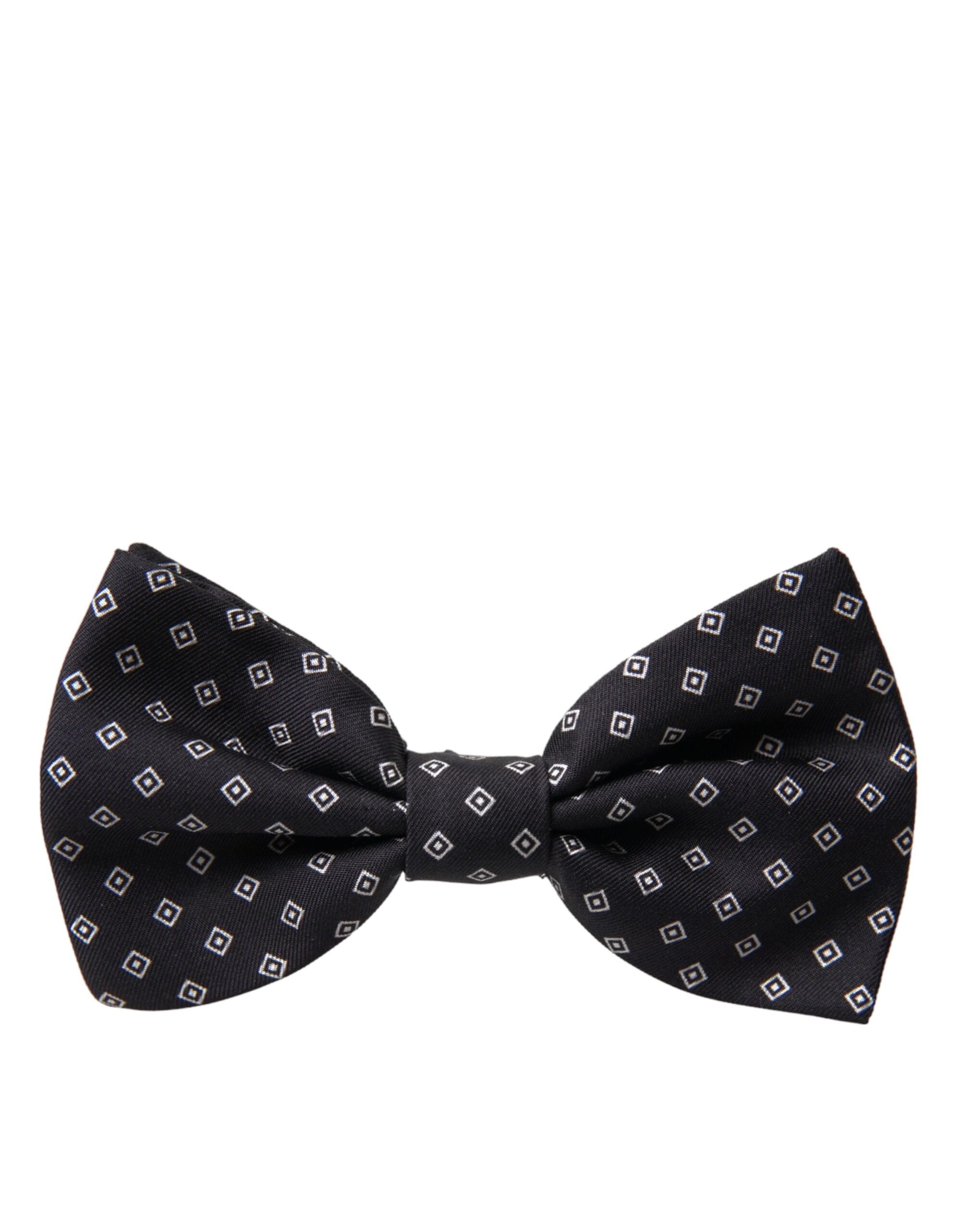 Dolce & Gabbana Black Patterned Silk Adjustable Neck Men Bow Tie - Luksusmuotia Dolce & Gabbana - Tutustu YVES JAVANNI® 