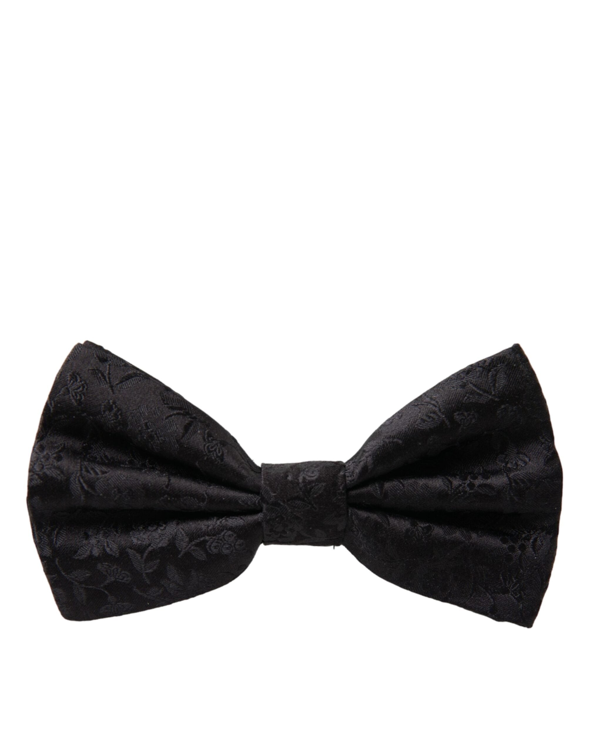 Dolce & Gabbana Black Brocade Silk Adjustable Neck Men Bow Tie - Luksusmuotia Dolce & Gabbana - Tutustu YVES JAVANNI® 