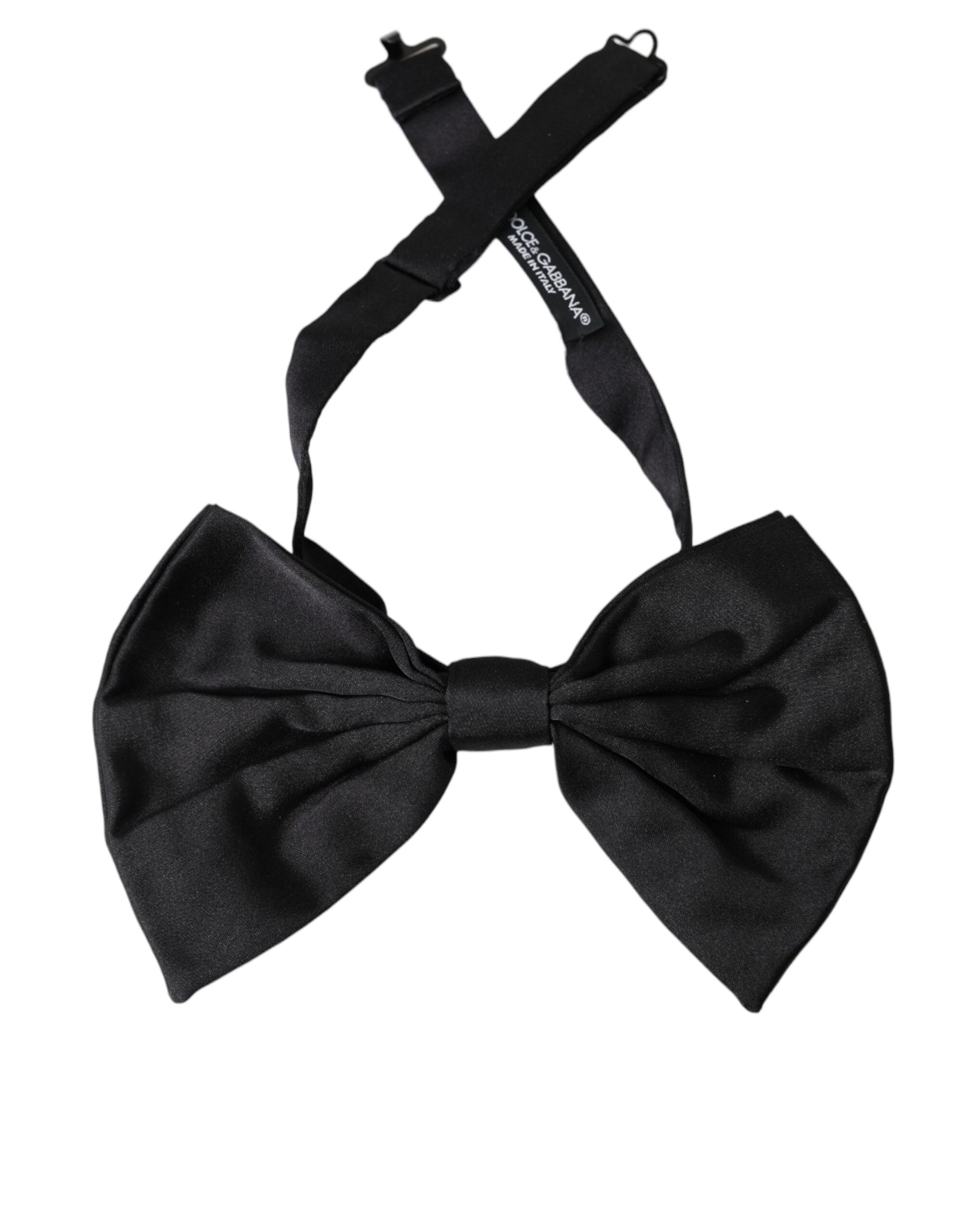 Dolce & Gabbana Black Satin Silk Adjustable Neck Men Bow Tie - Luksusmuotia Dolce & Gabbana - Tutustu YVES JAVANNI® 