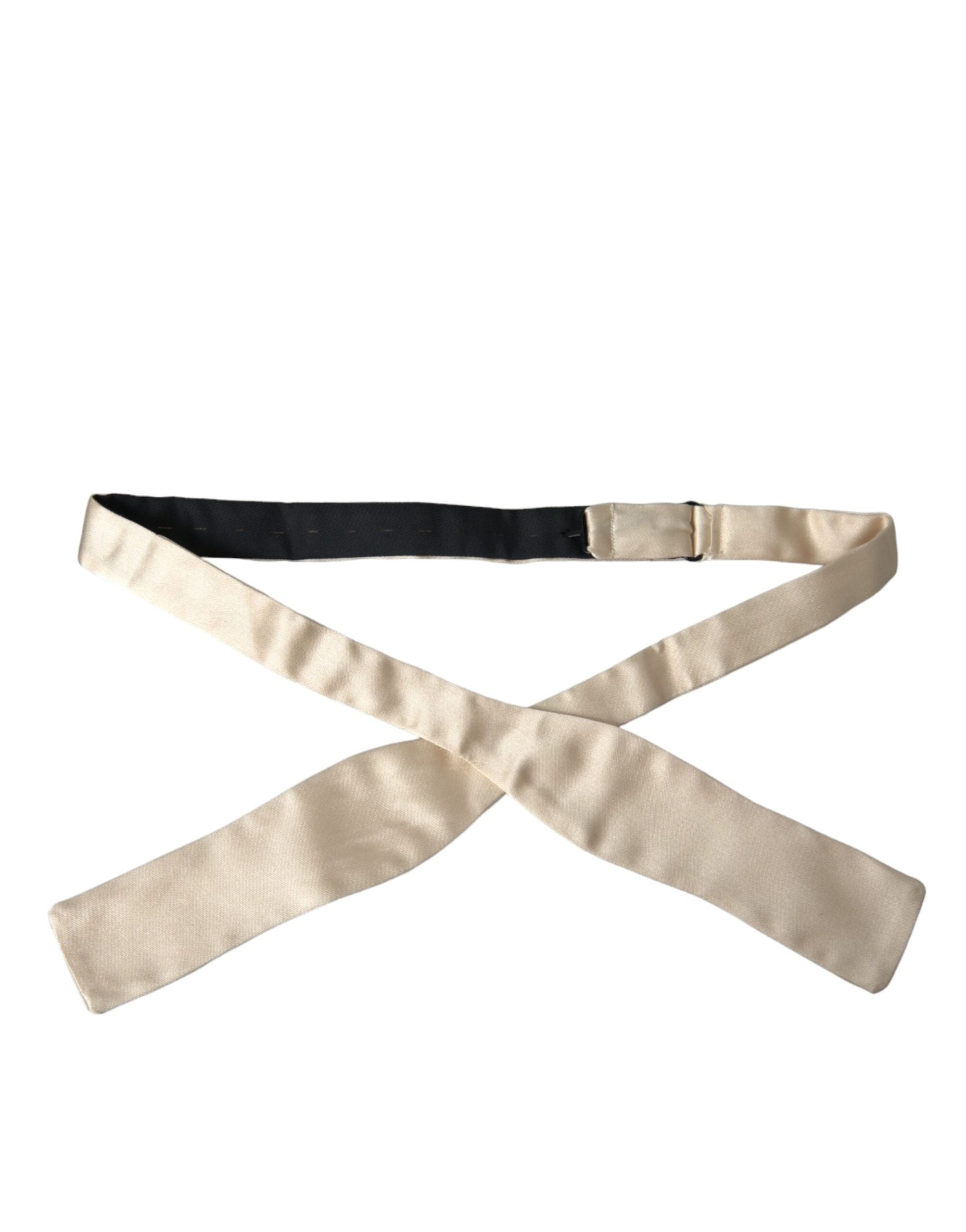 Dolce & Gabbana Beige Silk Slim Skinny Necktie Men Bow Tie - Luksuslaukut ja asusteet Dolce & Gabbana - Tutustu YVES JAVANNI® 