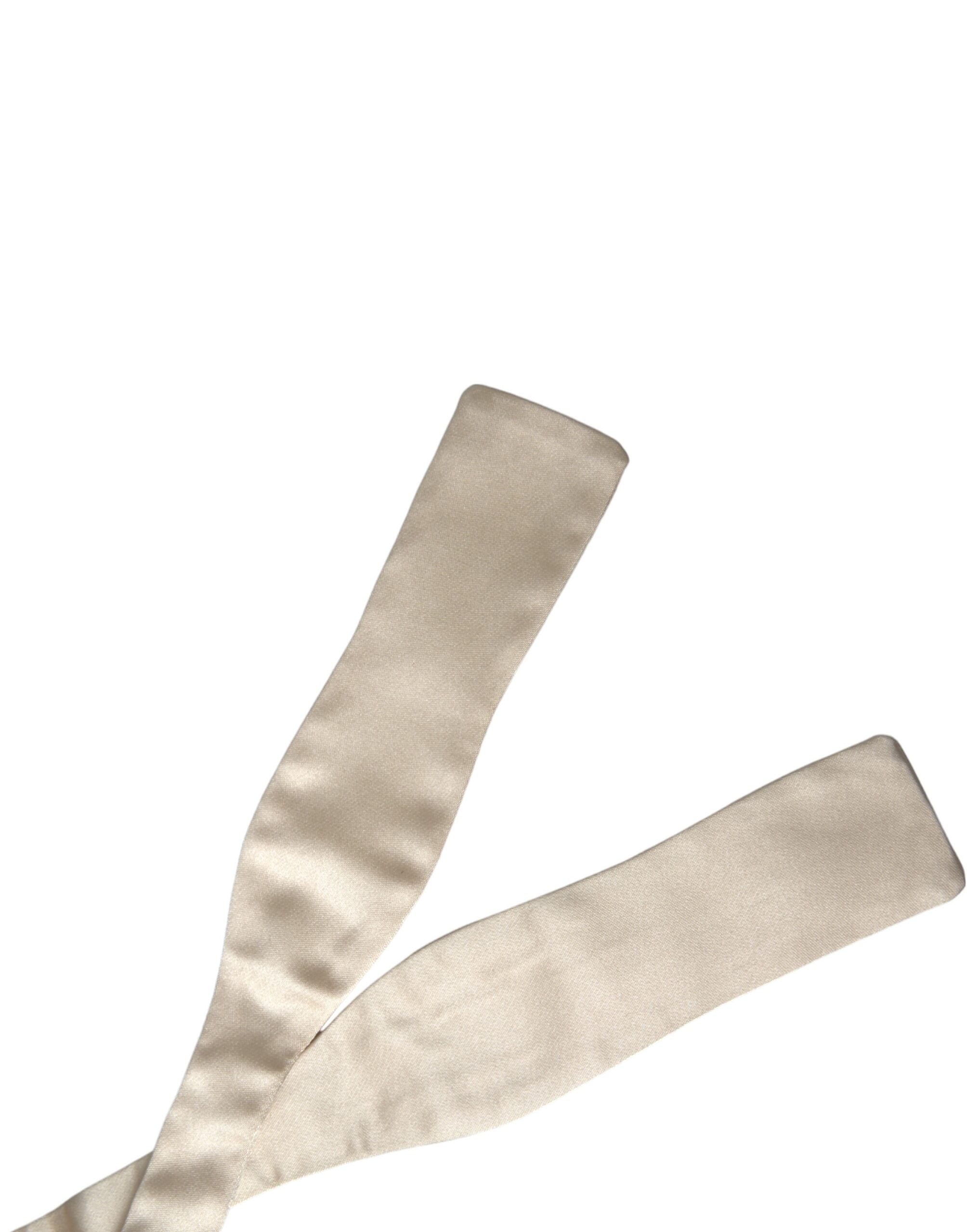 Dolce & Gabbana Beige Silk Slim Skinny Necktie Men Bow Tie - Luksusmuotia Dolce & Gabbana - Tutustu YVES JAVANNI® 