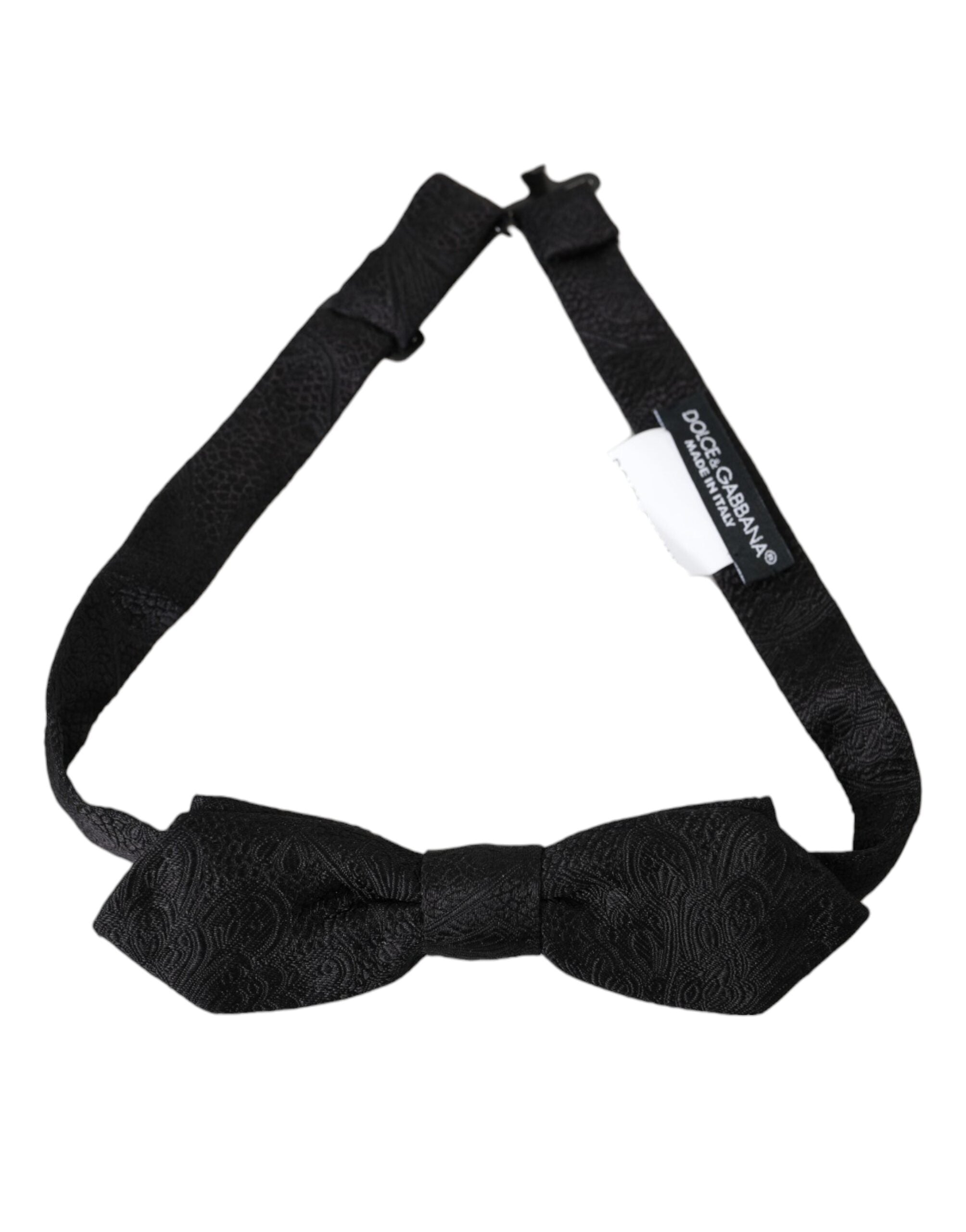 Dolce & Gabbana Black Brocade Silk Adjustable Neck Bow Tie - Luksusmuotia Dolce & Gabbana - Tutustu YVES JAVANNI® 