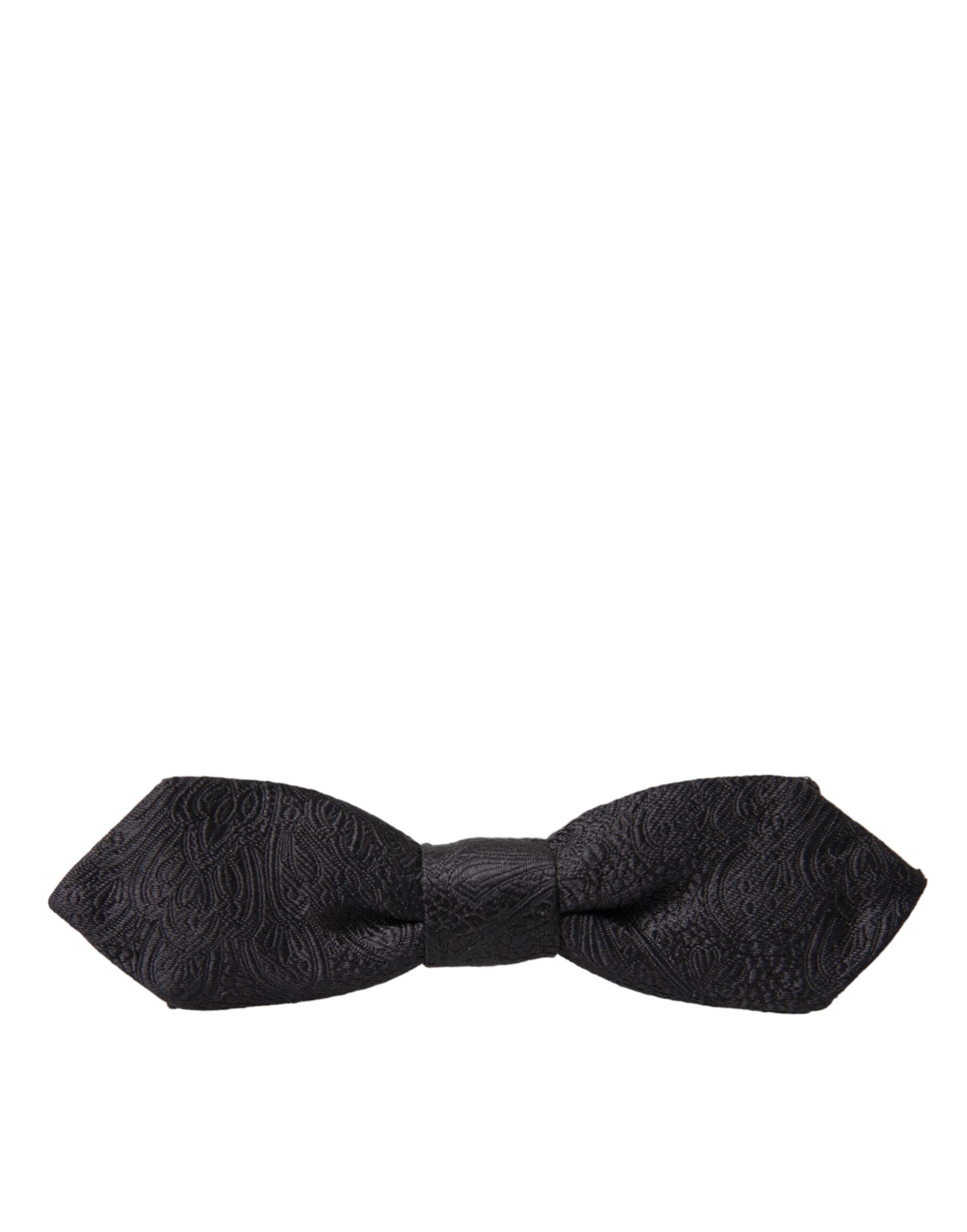 Dolce & Gabbana Black Brocade Silk Adjustable Neck Bow Tie - Luksusmuotia Dolce & Gabbana - Tutustu YVES JAVANNI® 