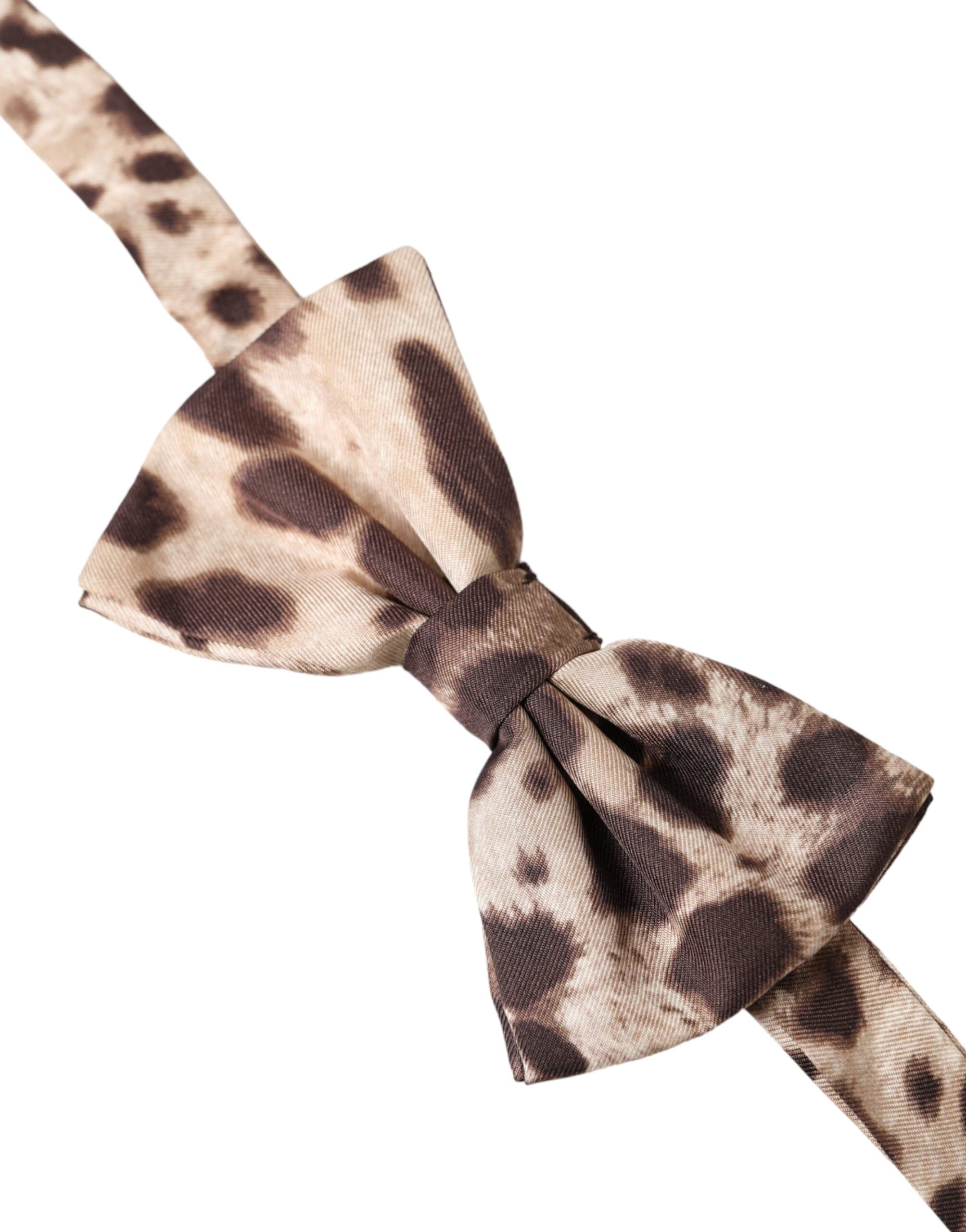 Dolce & Gabbana Brown Leopard Silk Adjustable Neck Men Bow Tie - Luksusmuotia Dolce & Gabbana - Tutustu YVES JAVANNI® 