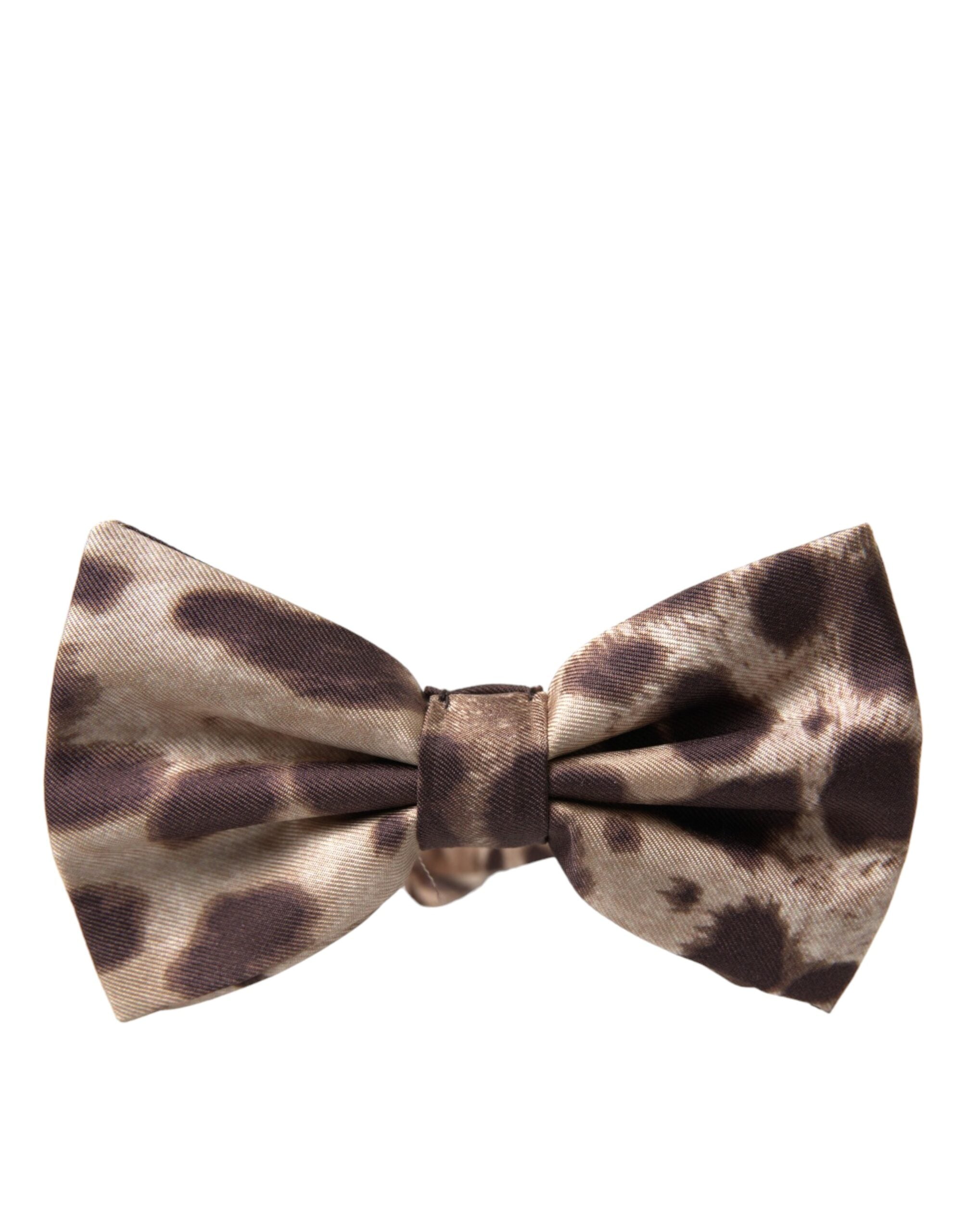 Dolce & Gabbana Brown Leopard Silk Adjustable Neck Men Bow Tie - Luksusmuotia Dolce & Gabbana - Tutustu YVES JAVANNI® 