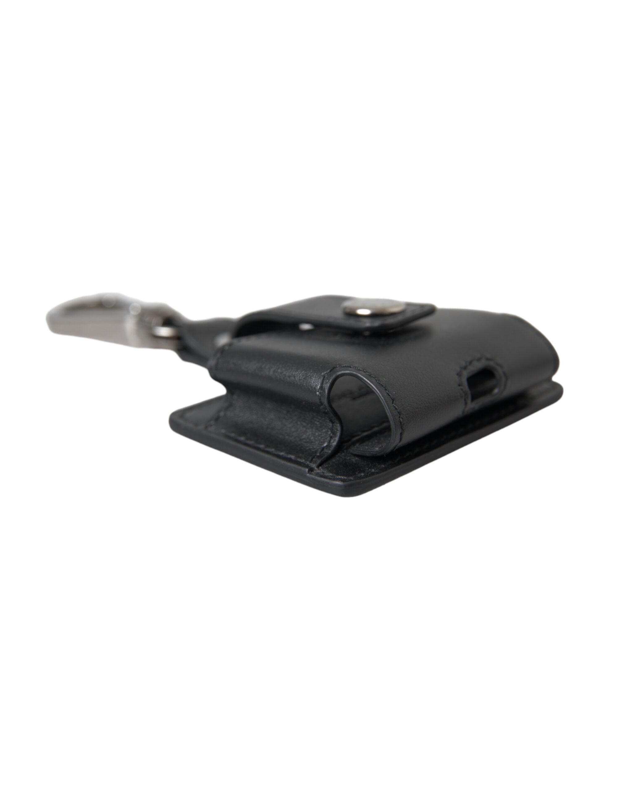 Dolce & Gabbana Black Plain Leather Silver Metal Airpods Case - Luksusmuotia Dolce & Gabbana - Tutustu YVES JAVANNI® 