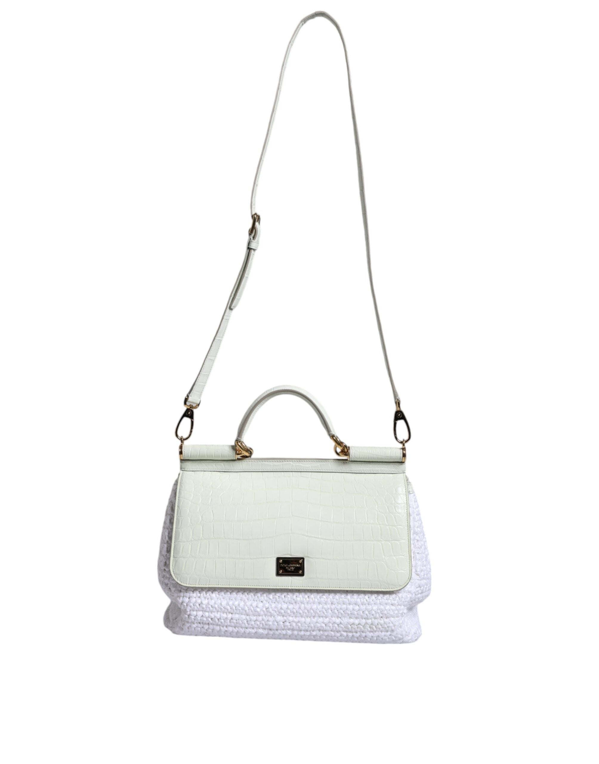 Dolce & Gabbana White Rafia Leather SICILY Crossbody Bag - Luksuslaukut ja asusteet Dolce & Gabbana - Tutustu YVES JAVANNI® 