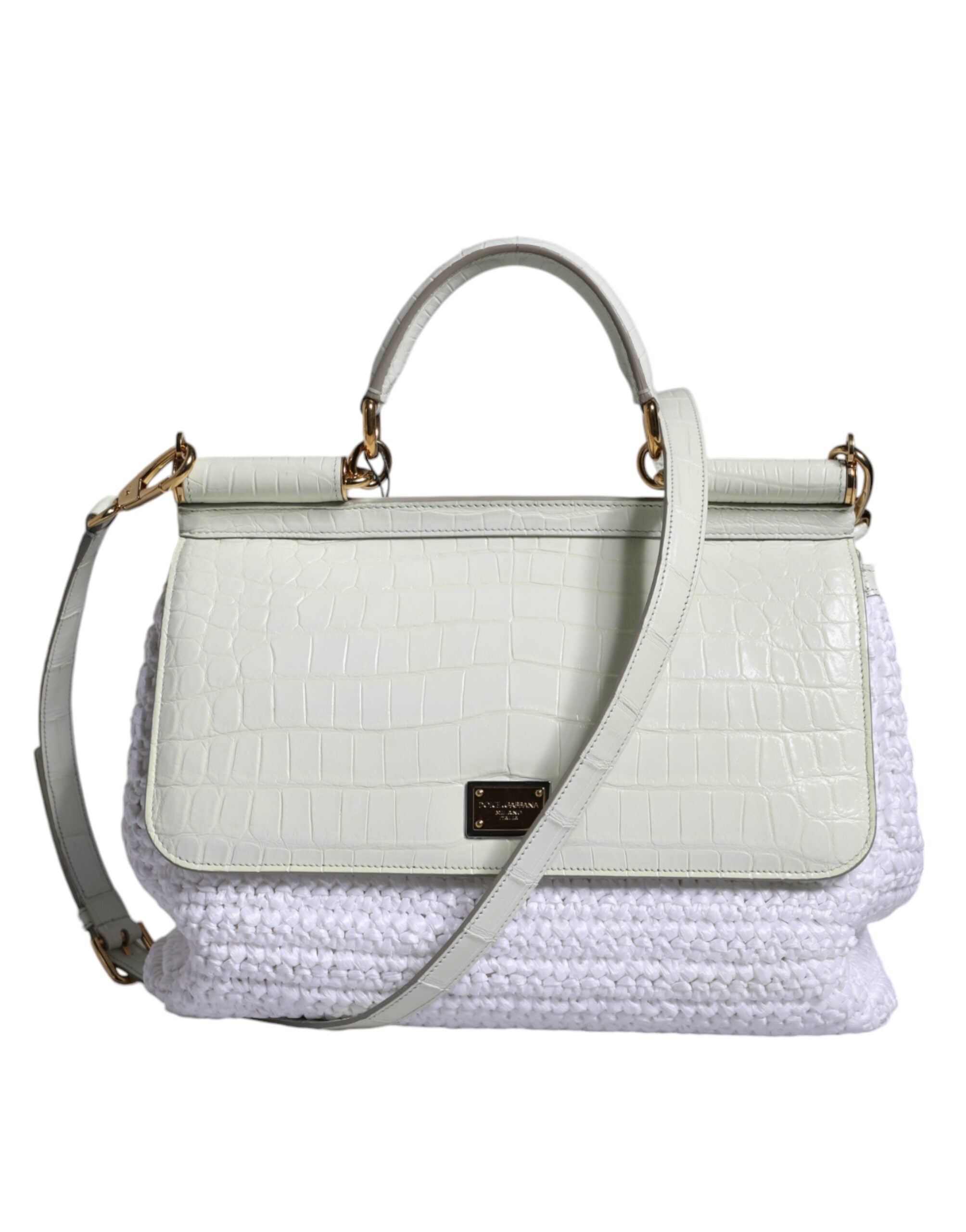 Dolce & Gabbana White Rafia Leather SICILY Crossbody Bag - Luksuslaukut ja asusteet Dolce & Gabbana - Tutustu YVES JAVANNI® 