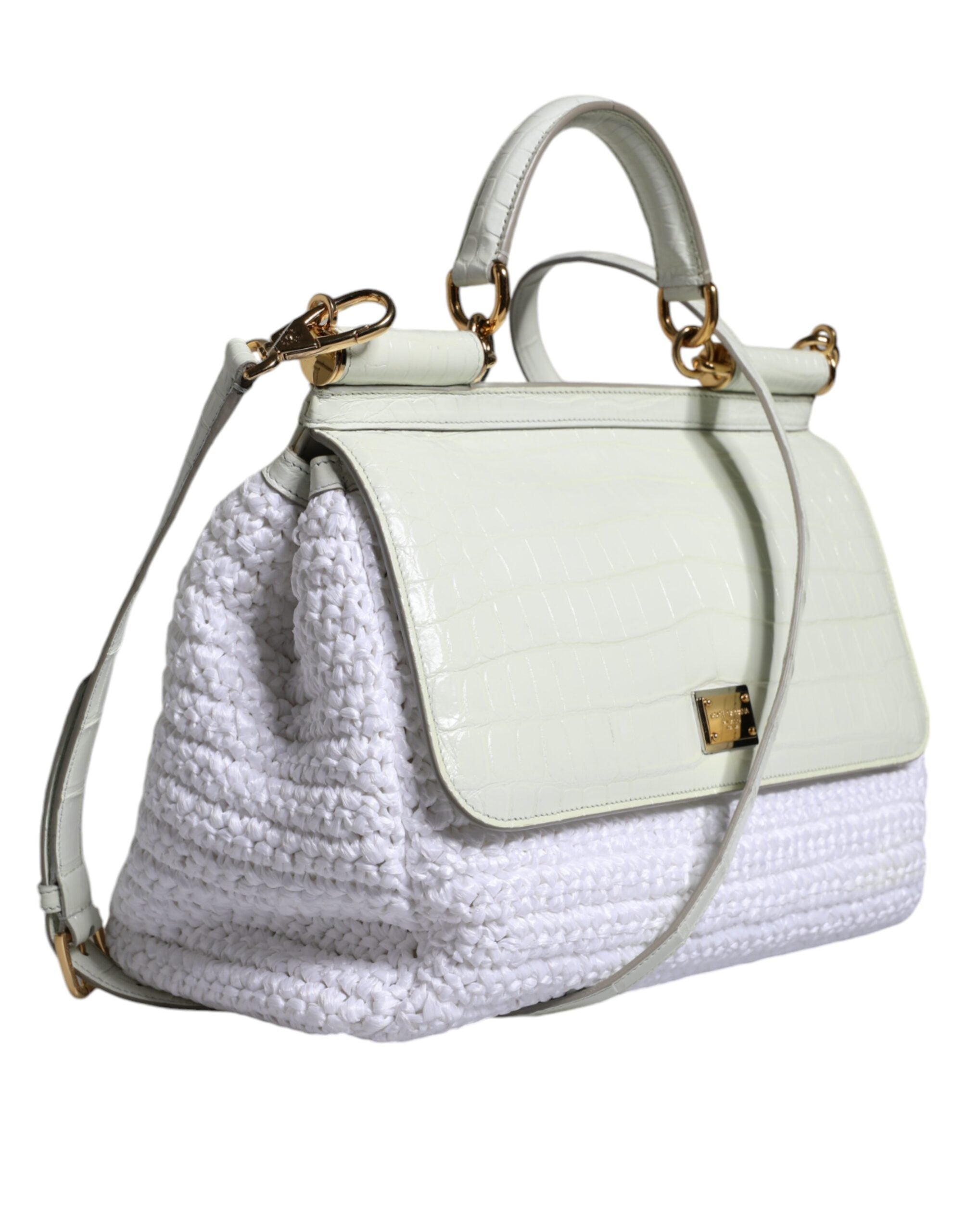 Dolce & Gabbana White Rafia Leather SICILY Crossbody Bag - Luksuslaukut ja asusteet Dolce & Gabbana - Tutustu YVES JAVANNI® 