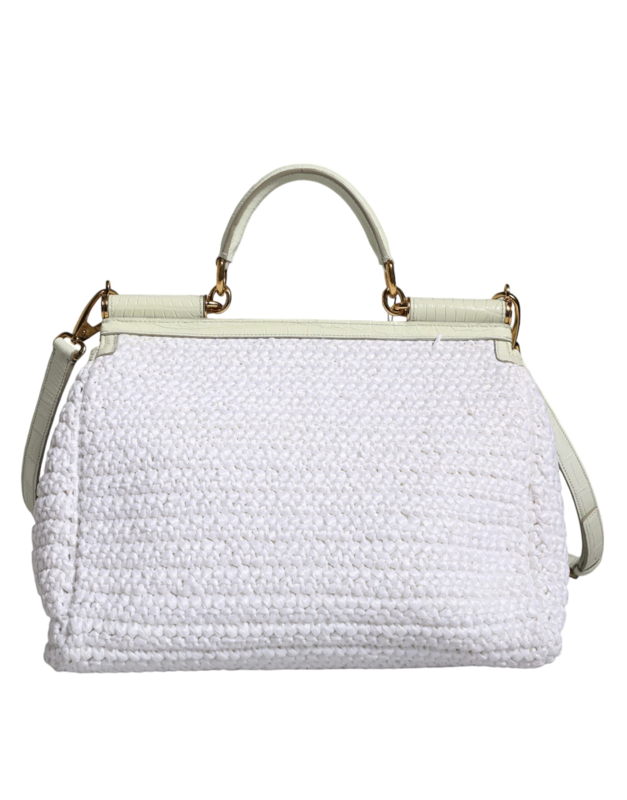 Dolce & Gabbana White Rafia Leather SICILY Crossbody Bag - Luksuslaukut ja asusteet Dolce & Gabbana - Tutustu YVES JAVANNI® 