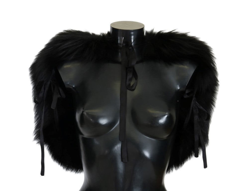 Dolce & Gabbana Elegant Black Silver Fox Fur Wrap Scarf - Luksusmuotia Dolce & Gabbana - Tutustu YVES JAVANNI® 