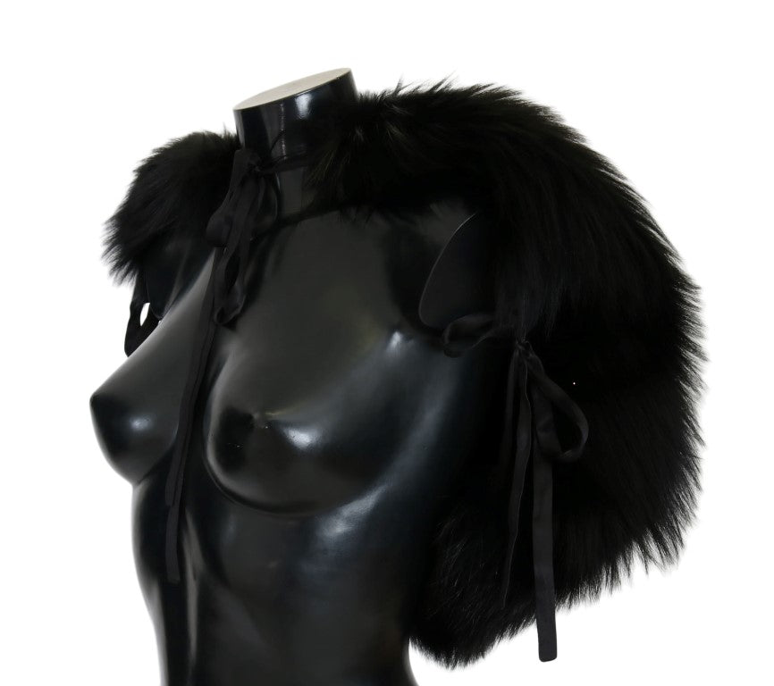 Dolce & Gabbana Elegant Black Silver Fox Fur Wrap Scarf - Luksusmuotia Dolce & Gabbana - Tutustu YVES JAVANNI® 