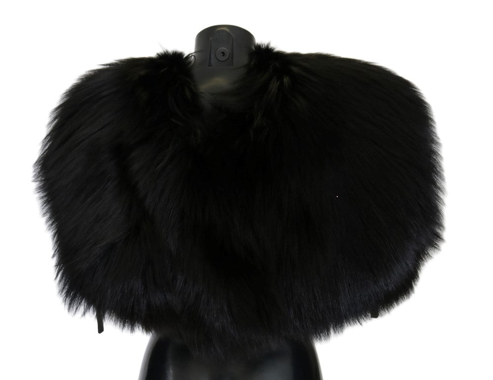 Dolce & Gabbana Elegant Black Silver Fox Fur Wrap Scarf - Luksuslaukut ja asusteet Dolce & Gabbana - Tutustu YVES JAVANNI® 