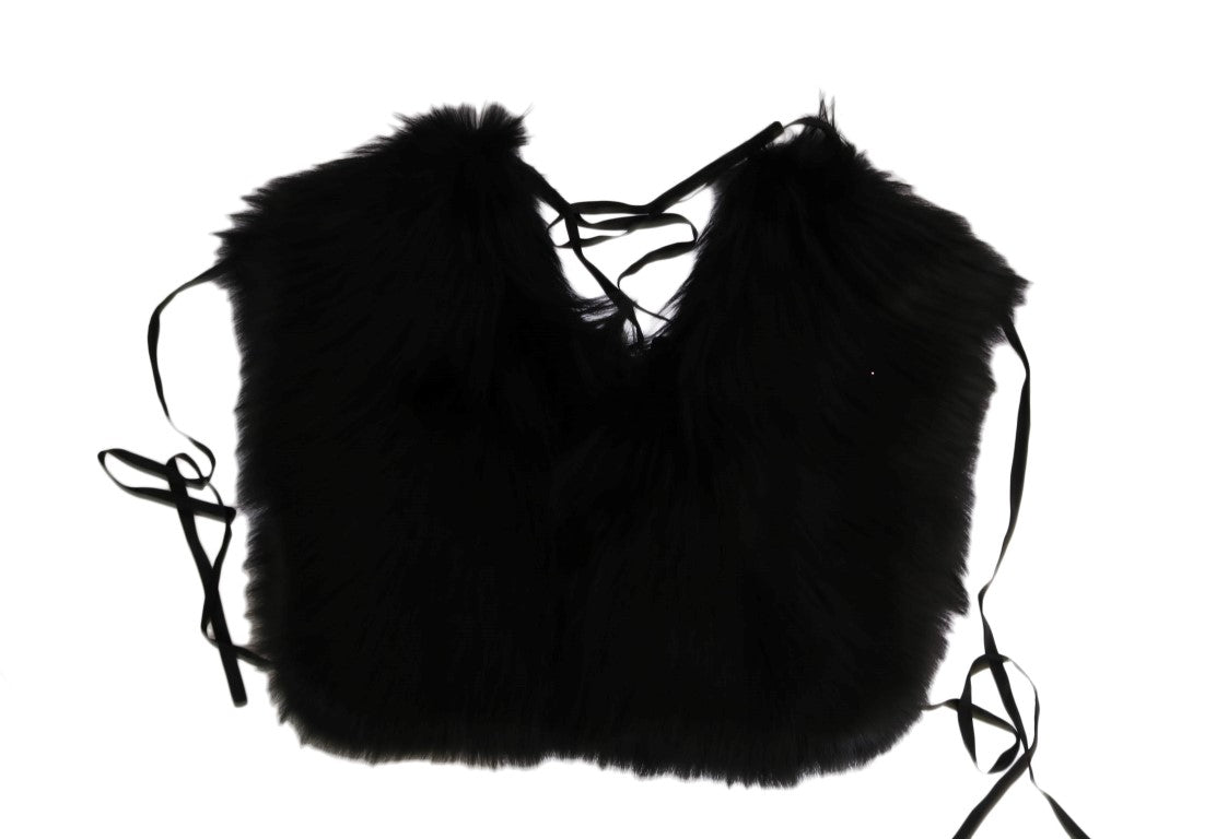 Dolce & Gabbana Elegant Black Silver Fox Fur Wrap Scarf - Luksuslaukut ja asusteet Dolce & Gabbana - Tutustu YVES JAVANNI® 