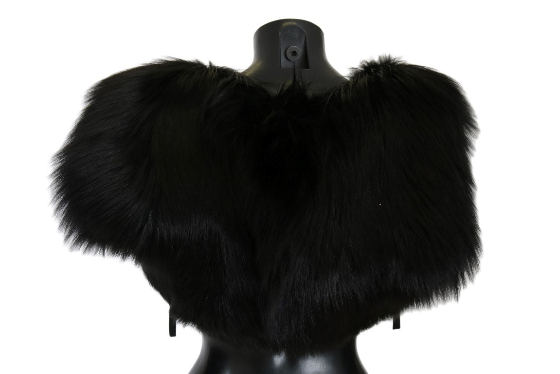 Dolce & Gabbana Elegant Black Silver Fox Fur Scarf - Luksuslaukut ja asusteet Dolce & Gabbana - Tutustu YVES JAVANNI® 