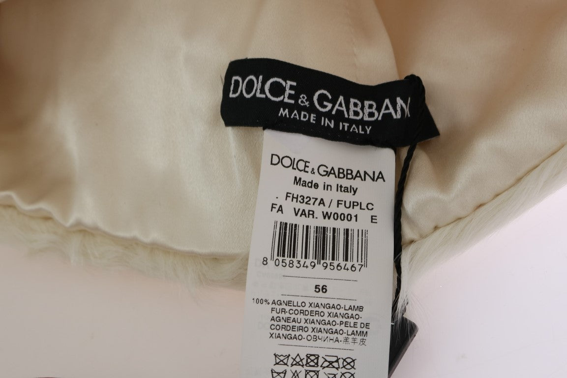 Dolce & Gabbana Elegant White Fur Beanie Luxury Winter Hat - Luksuslaukut ja asusteet Dolce & Gabbana - Tutustu YVES JAVANNI® 