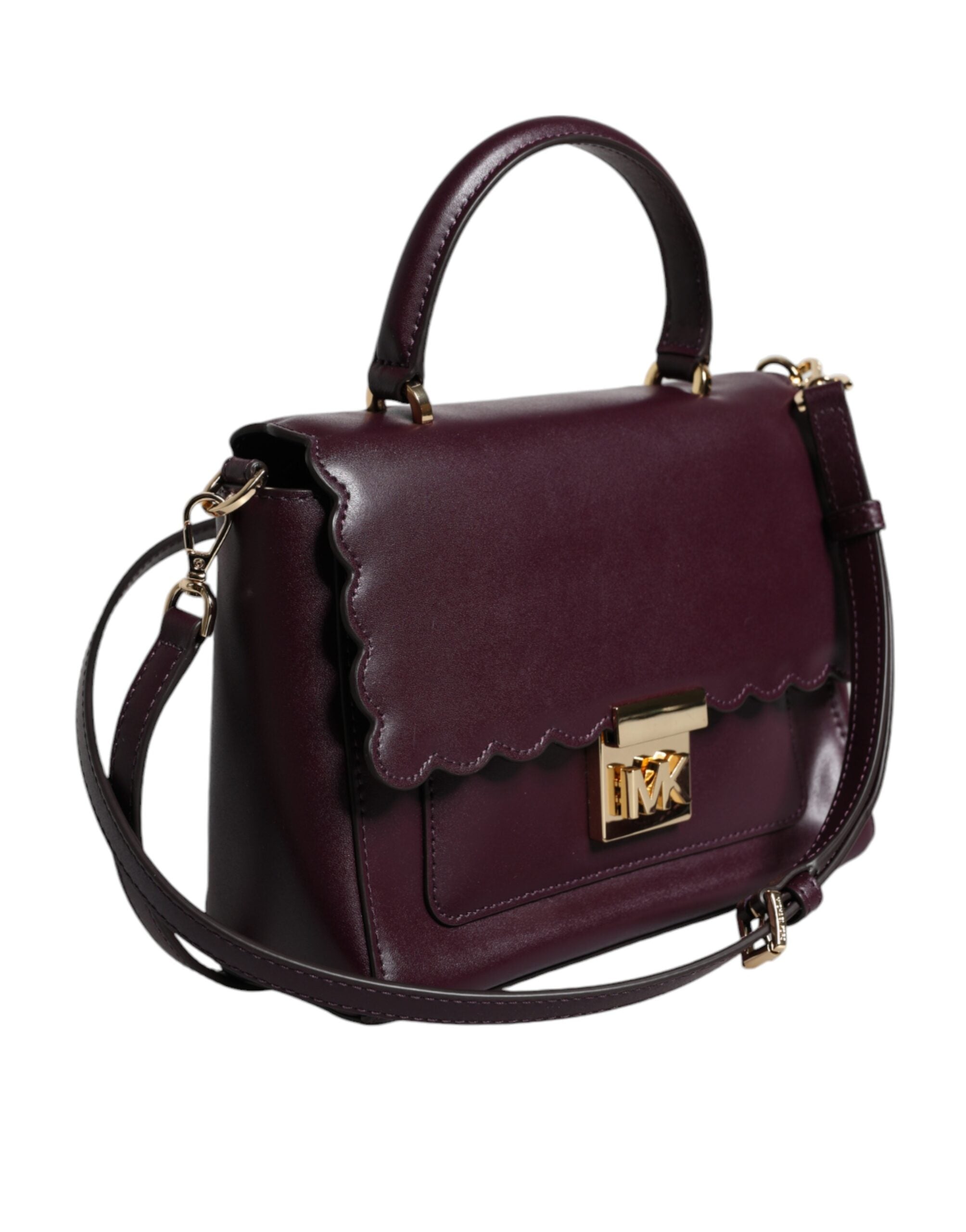 Michael Kors Purple Leather Logo Plaque Crossbody MINDY Satchel Bag - Luksuslaukut ja asusteet Michael Kors - Tutustu YVES JAVANNI® 