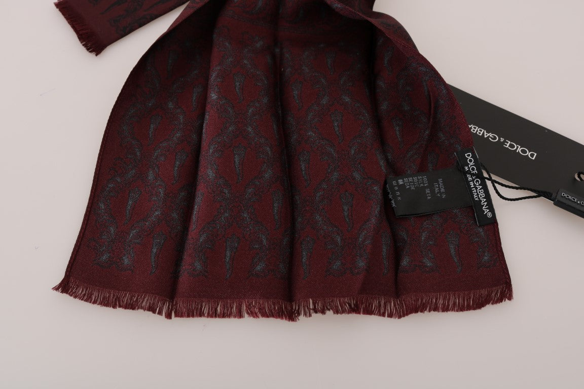 Dolce & Gabbana Silk Bordeaux Crown Chili Print Mens Scarf - Luksusmuotia Dolce & Gabbana - Tutustu YVES JAVANNI® 