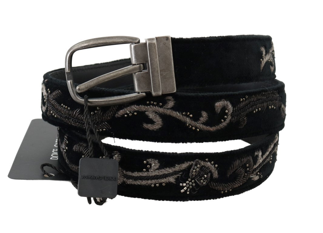 Dolce & Gabbana Elegant Black Cotton-Leather Men's Belt - Luksusmuotia Dolce & Gabbana - Tutustu YVES JAVANNI® 