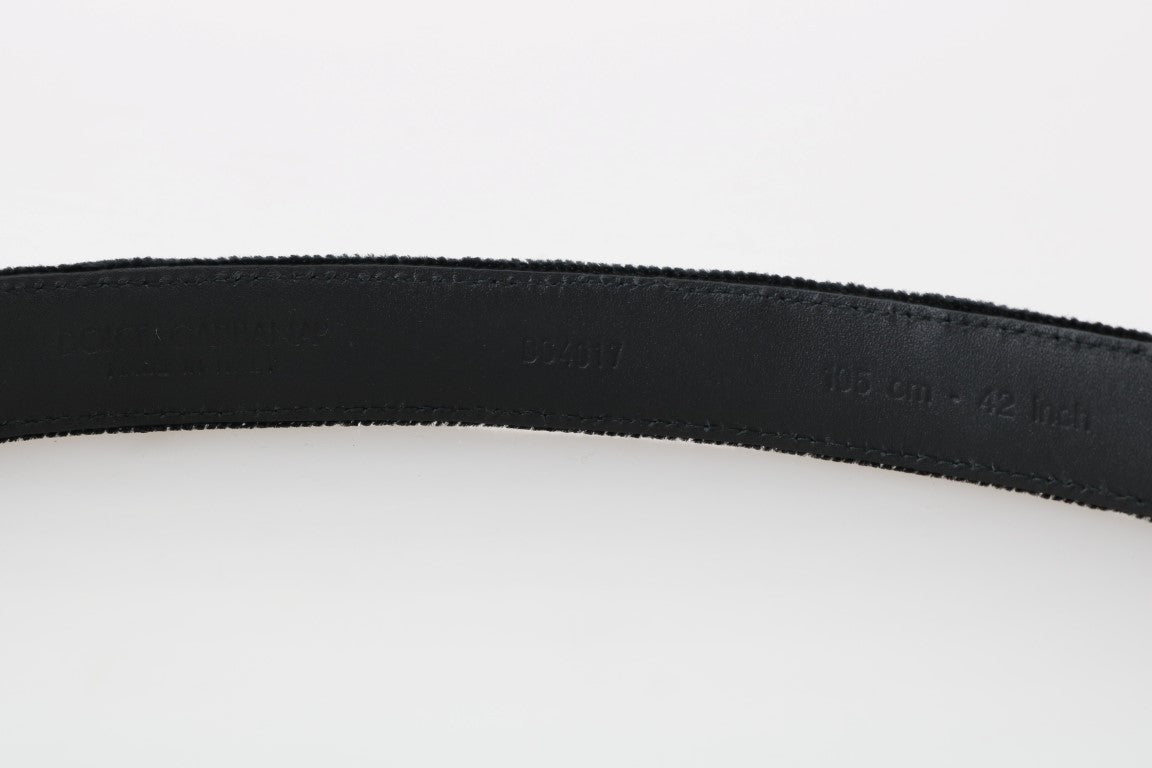 Dolce & Gabbana Elegant Black Cotton-Leather Men's Belt - Luksusmuotia Dolce & Gabbana - Tutustu YVES JAVANNI® 