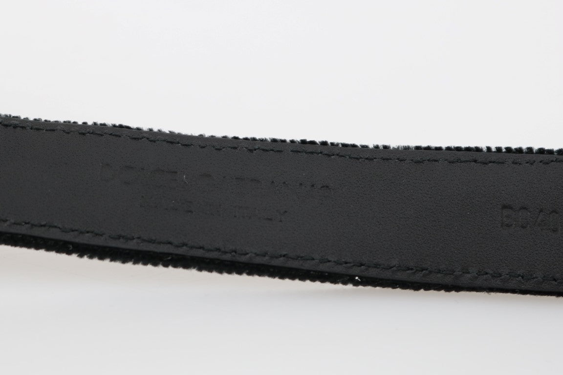 Dolce & Gabbana Elegant Black Cotton-Leather Men's Belt - Luksusmuotia Dolce & Gabbana - Tutustu YVES JAVANNI® 