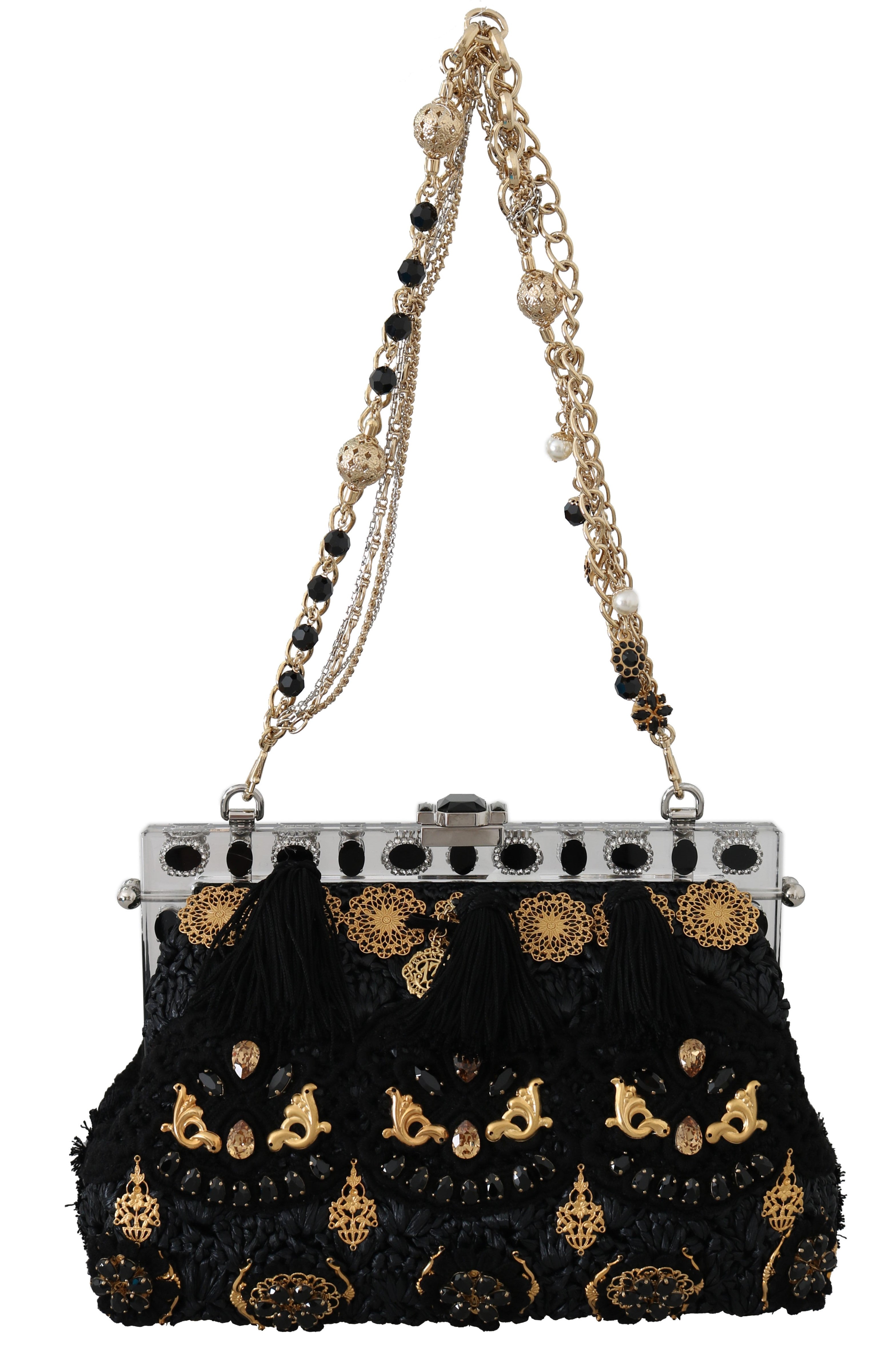 Dolce & Gabbana Black Tassel Gold Baroque Crystal Evening Clutch - Luksusmuotia Dolce & Gabbana - Tutustu YVES JAVANNI® 