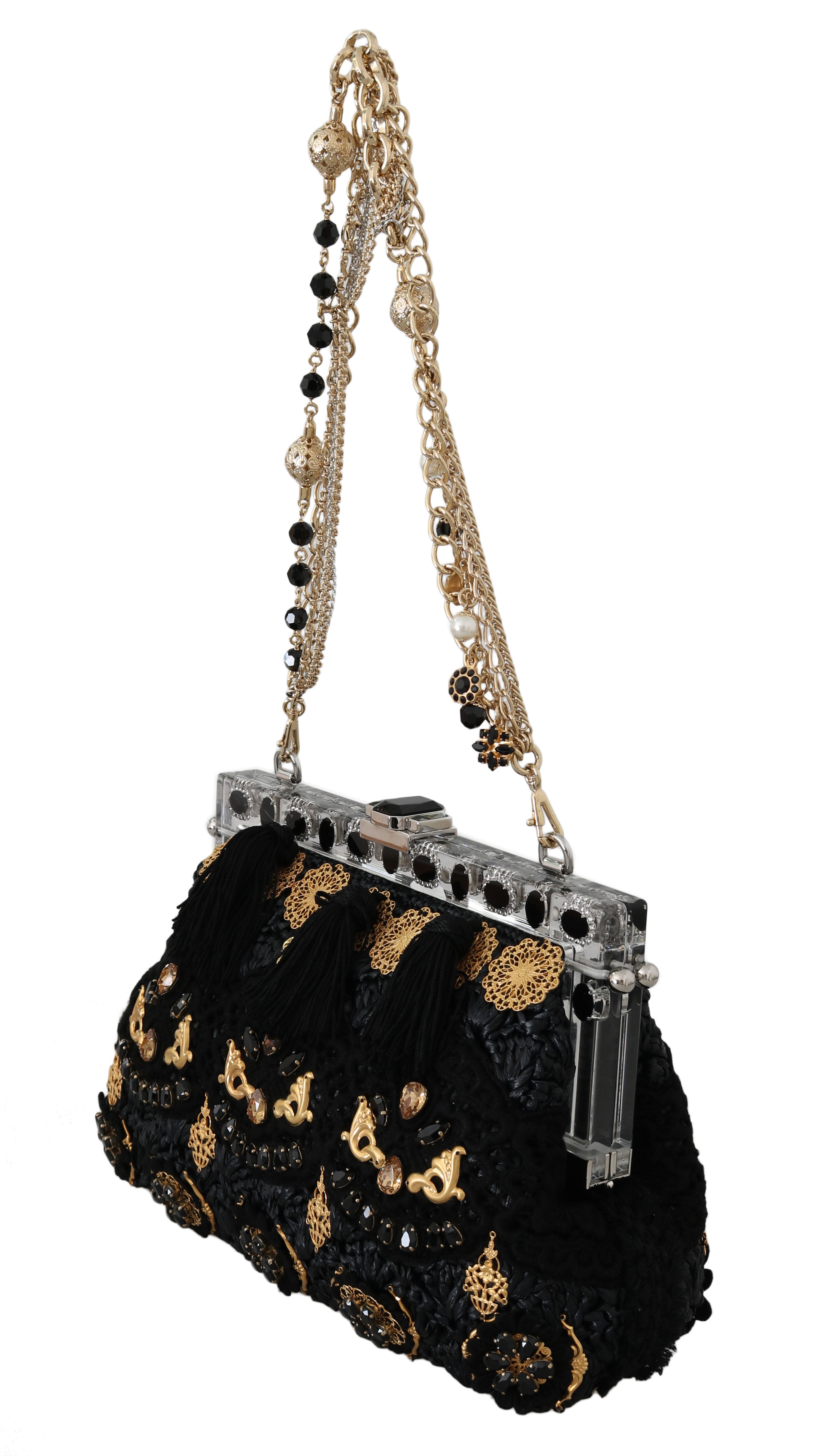 Dolce & Gabbana Black Tassel Gold Baroque Crystal Evening Clutch - Luksusmuotia Dolce & Gabbana - Tutustu YVES JAVANNI® 