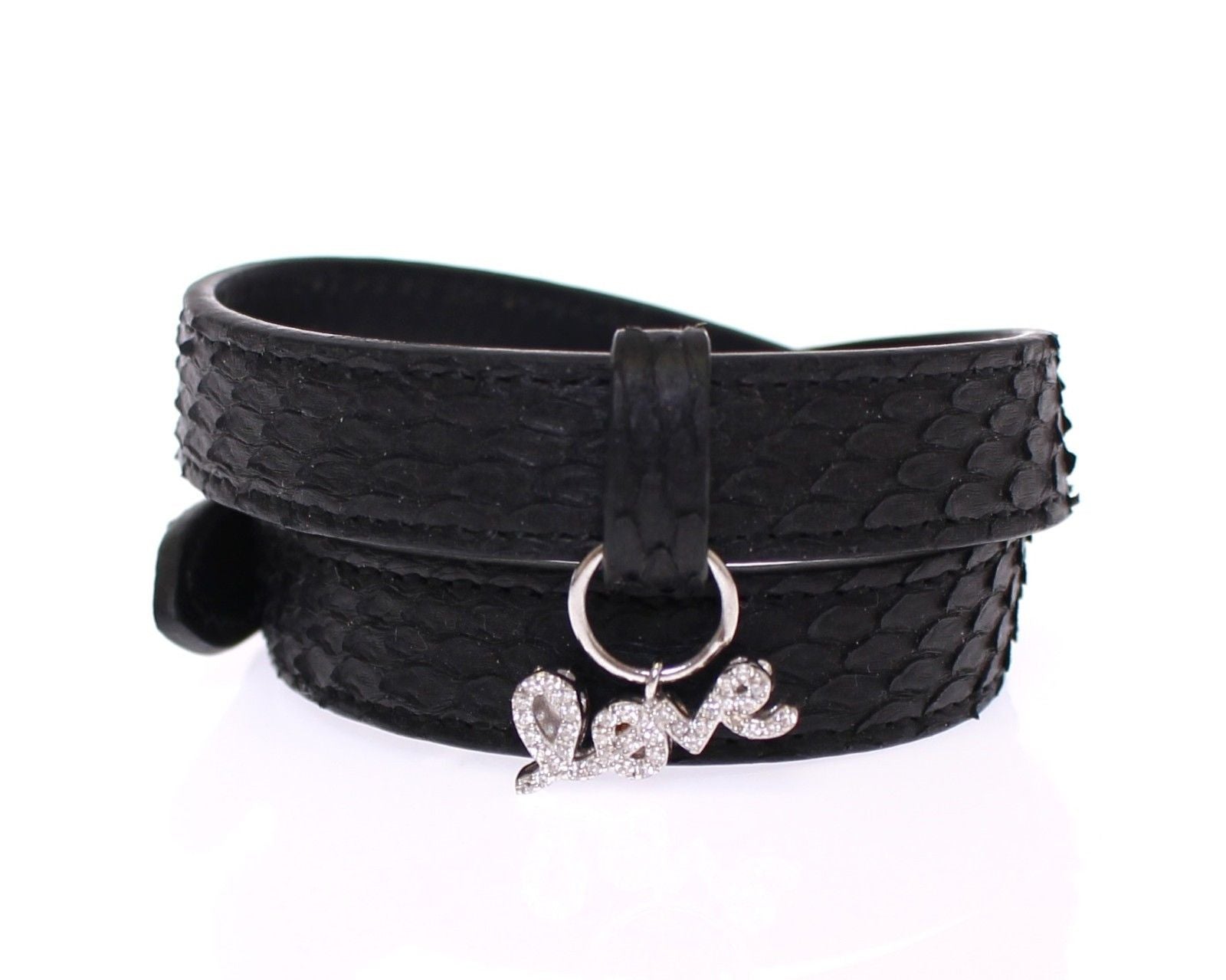 Nialaya Exquisite Black Snakeskin Silver Bracelet - Luksusmuotia Nialaya - Tutustu YVES JAVANNI® 