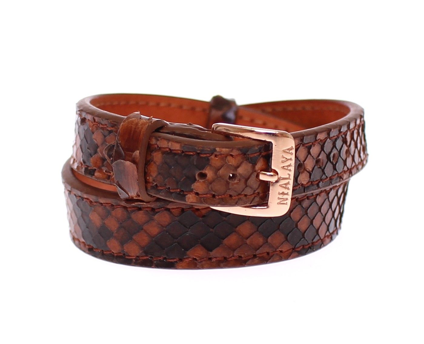 Nialaya Chic Snakeskin Leather & Gold Cuff Bracelet - Luksusmuotia Nialaya - Tutustu YVES JAVANNI® 