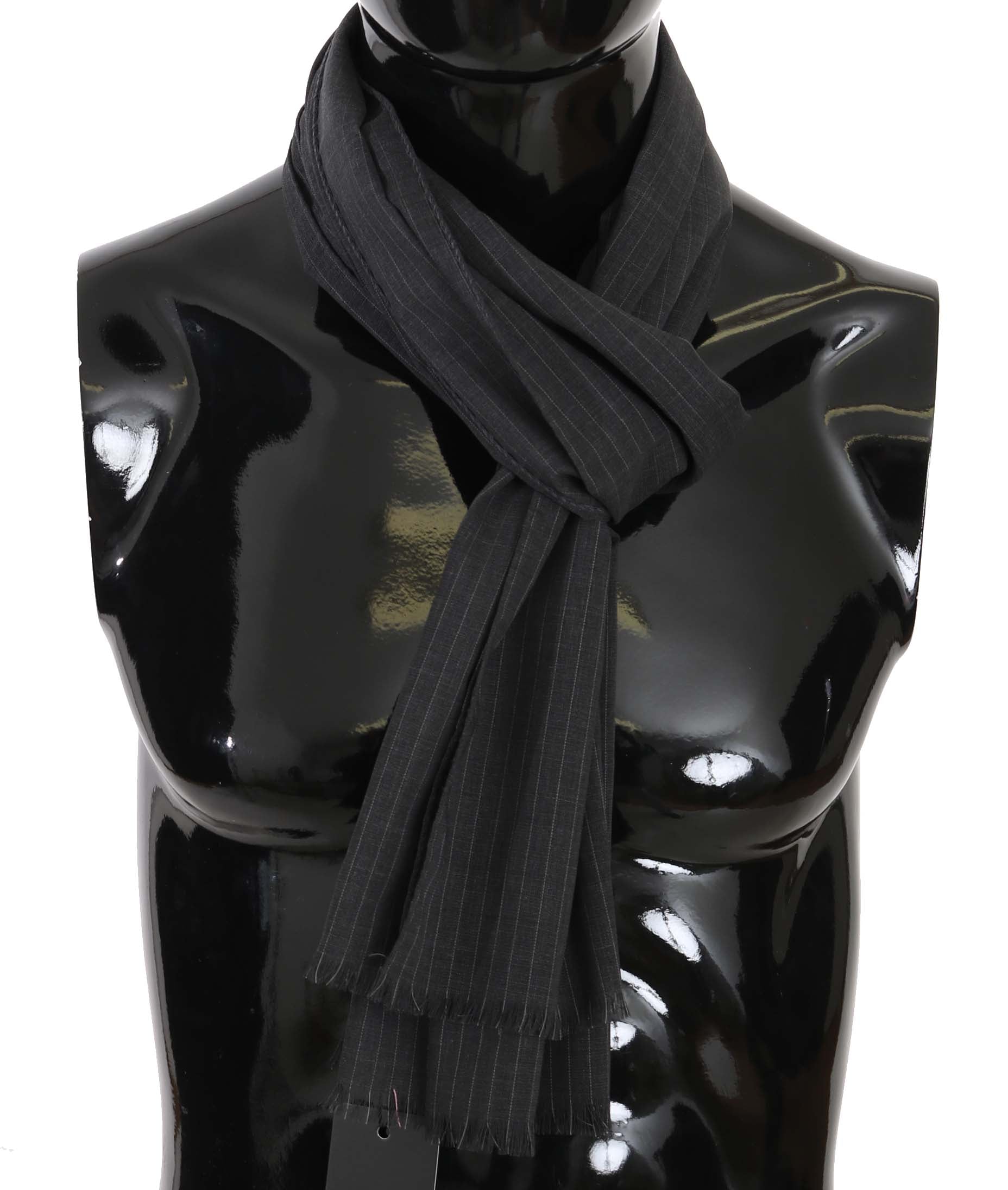 Dolce & Gabbana Elegant Gray Striped Wool Men's Scarf - Luksuslaukut ja asusteet Dolce & Gabbana - Tutustu YVES JAVANNI® 