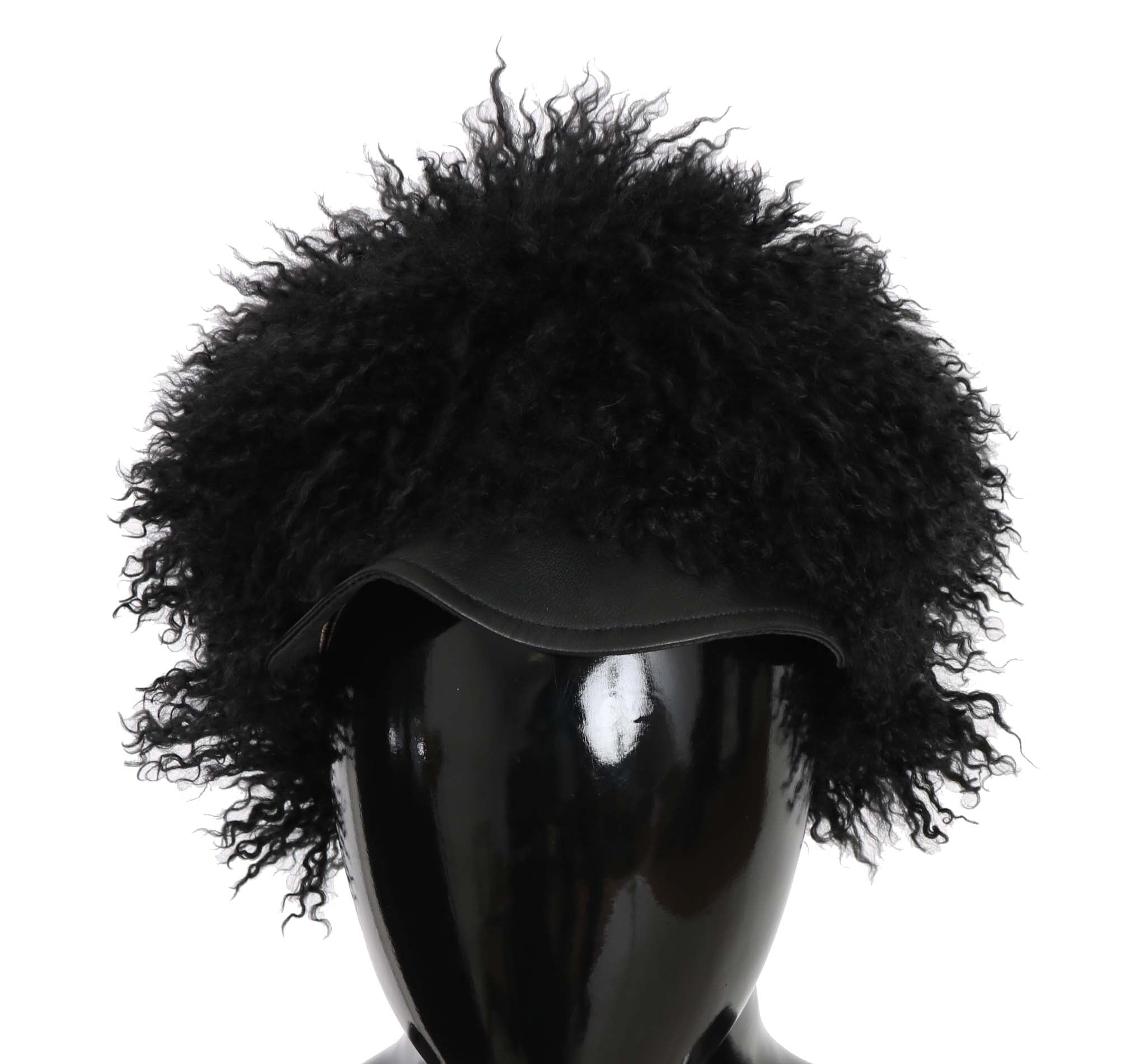 Dolce & Gabbana Chic Black Gatsby Cap in Tibet Lamb Fur - Luksusmuotia Dolce & Gabbana - Tutustu YVES JAVANNI® 