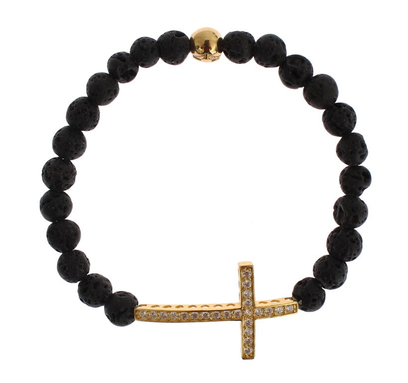 Nialaya Elegant Gold & Black Lava Stone Bracelet - Luksuslaukut ja asusteet Nialaya - Tutustu YVES JAVANNI® 