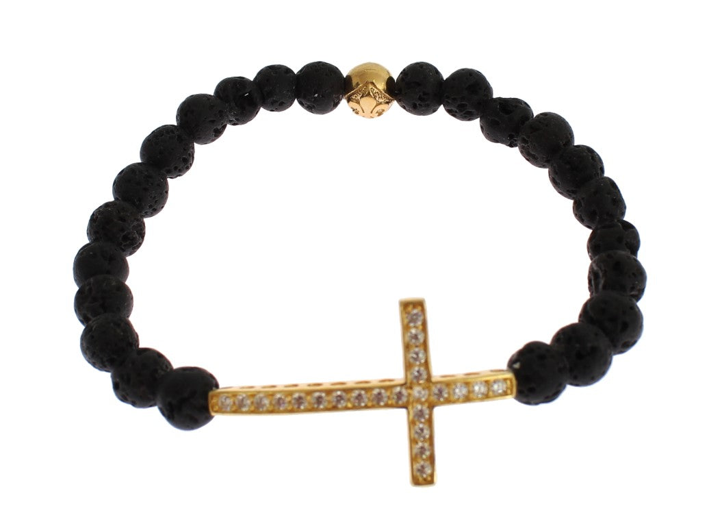 Nialaya Elegant Gold & Black Lava Stone Bracelet - Luksuslaukut ja asusteet Nialaya - Tutustu YVES JAVANNI® 