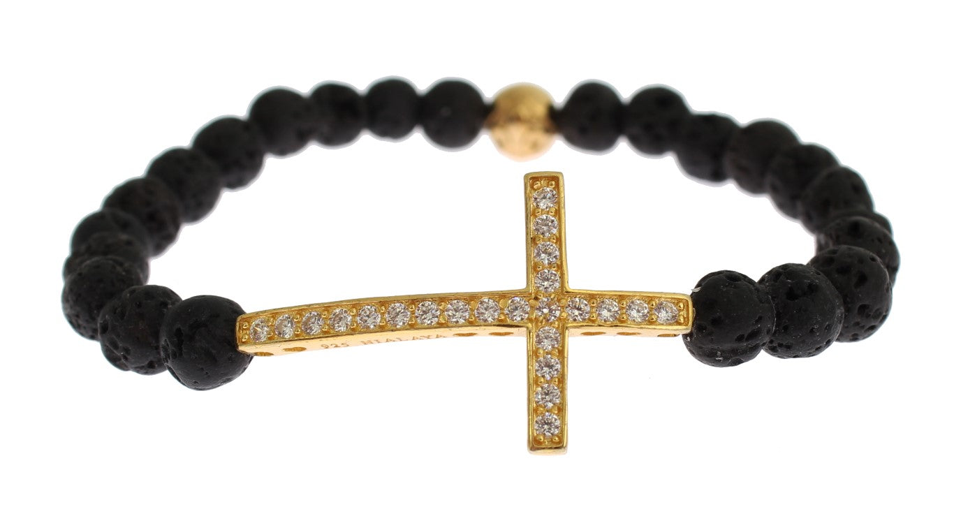 Nialaya Elegant Gold & Black Lava Stone Bracelet - Luksusmuotia Nialaya - Tutustu YVES JAVANNI® 