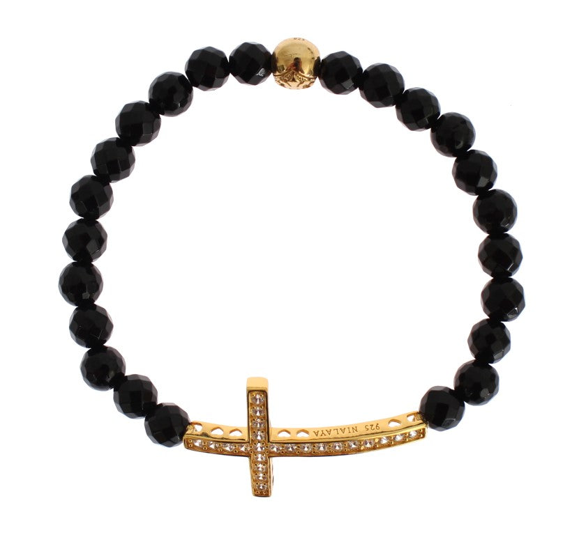 Nialaya Gold Plated Sterling Bracelet with CZ Diamond Cross - Luksusmuotia Nialaya - Tutustu YVES JAVANNI® 