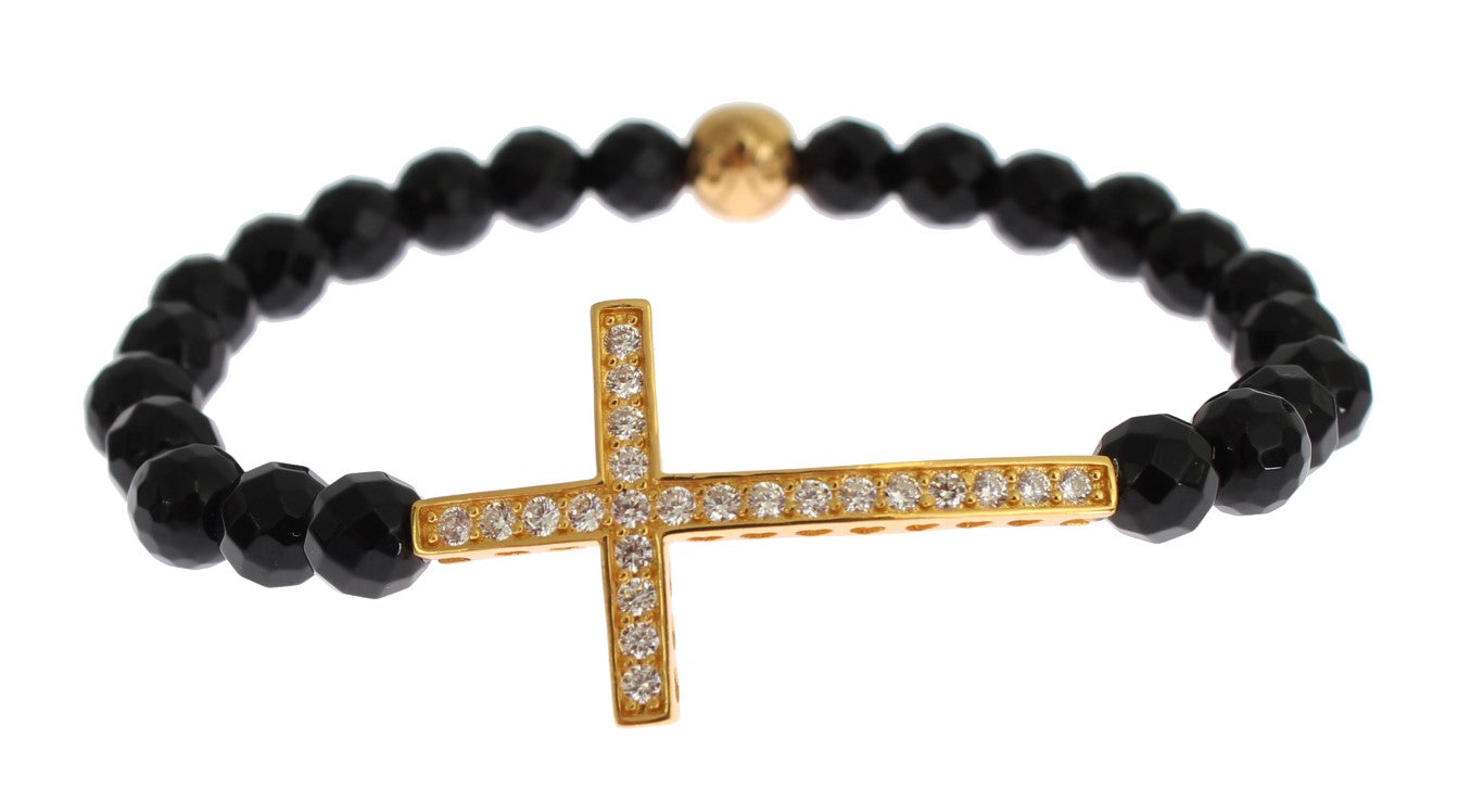 Nialaya Gold Plated Sterling Bracelet with CZ Diamond Cross - Luksusmuotia Nialaya - Tutustu YVES JAVANNI® 