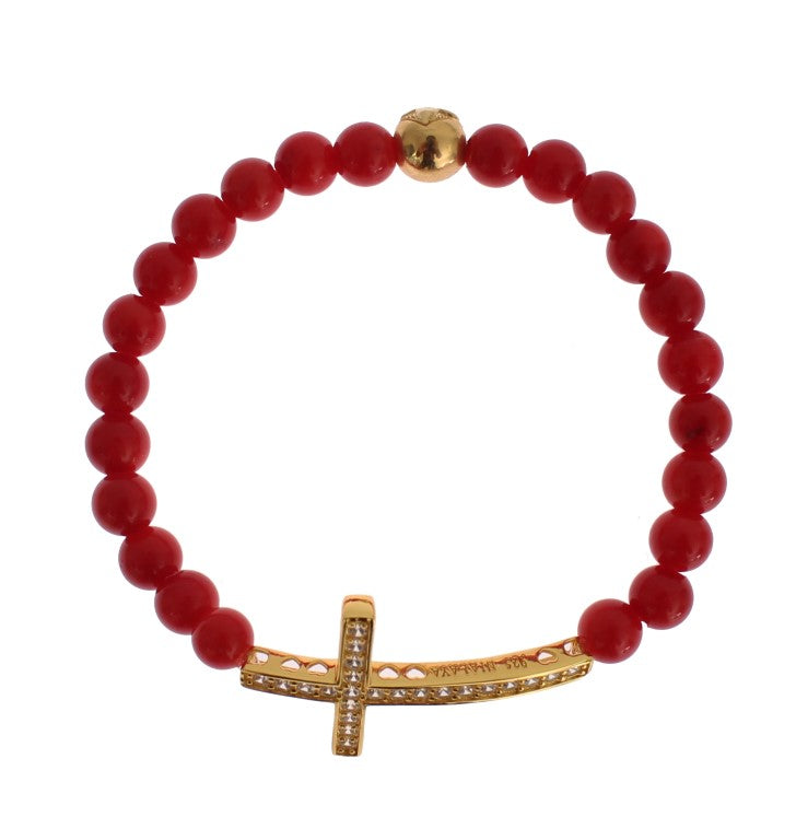 Nialaya Elegant Gold and Red Coral Beaded Bracelet - Luksusmuotia Nialaya - Tutustu YVES JAVANNI® 