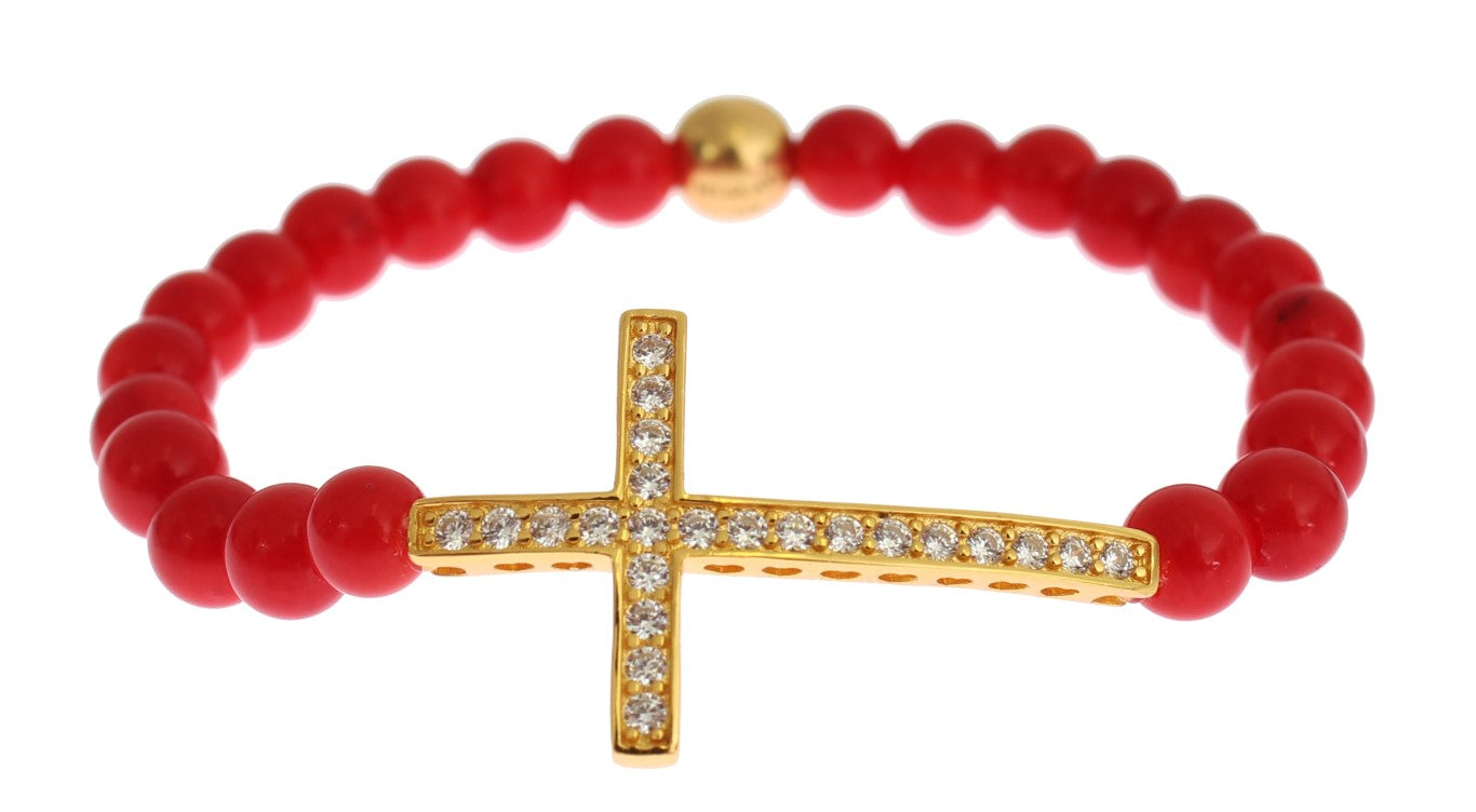 Nialaya Elegant Gold and Red Coral Beaded Bracelet - Luksuslaukut ja asusteet Nialaya - Tutustu YVES JAVANNI® 