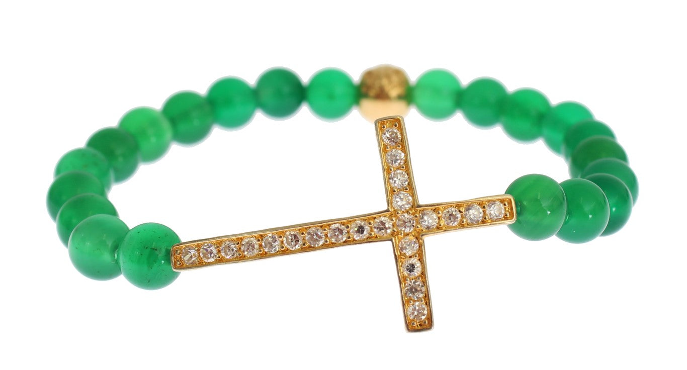 Nialaya Elegant Green Jade Bead & Gold Plated Bracelet - Luksuslaukut ja asusteet Nialaya - Tutustu YVES JAVANNI® 